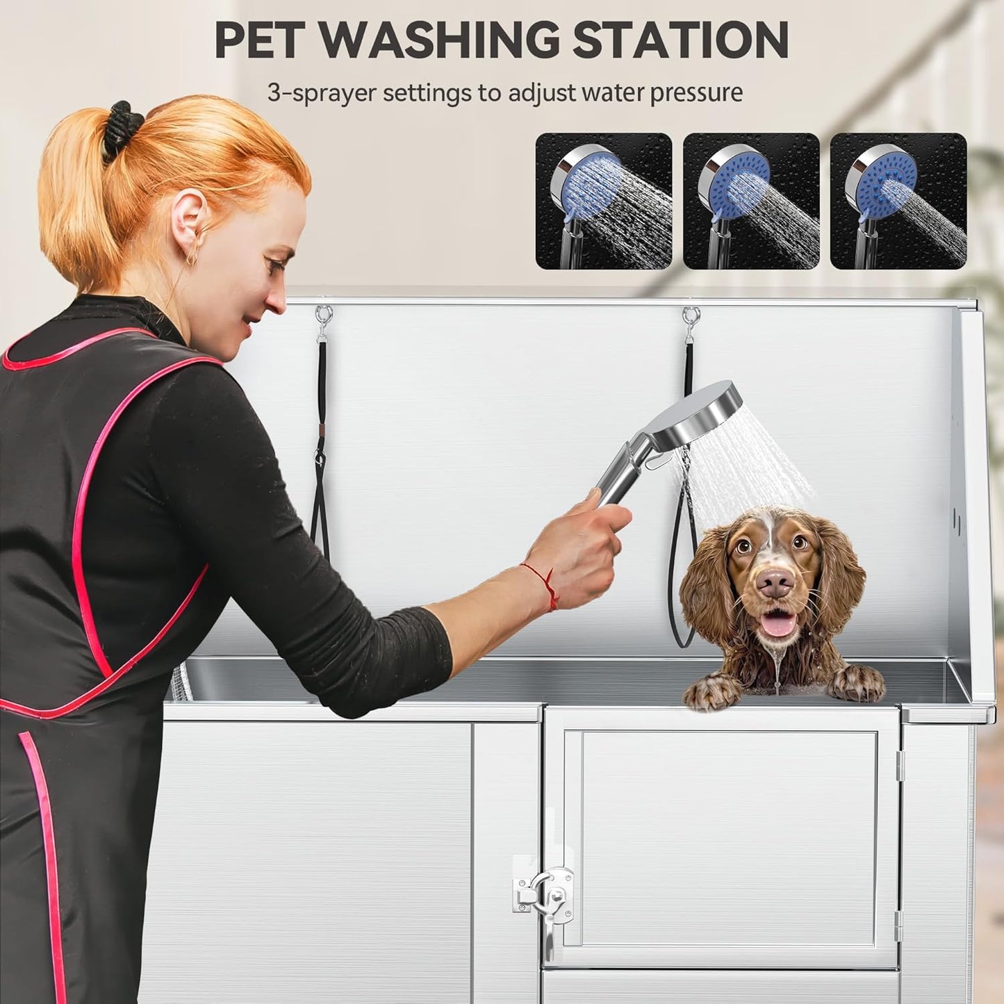 YITAHOME Professional Dog Bathtub 50in, Stainless Steel 304 Dog Bathing Station for Home, Pet Grooming Tub w/Right Stairs, Faucet, Floor Grate, Pet Washing Station for Large, Medium, Small Pets