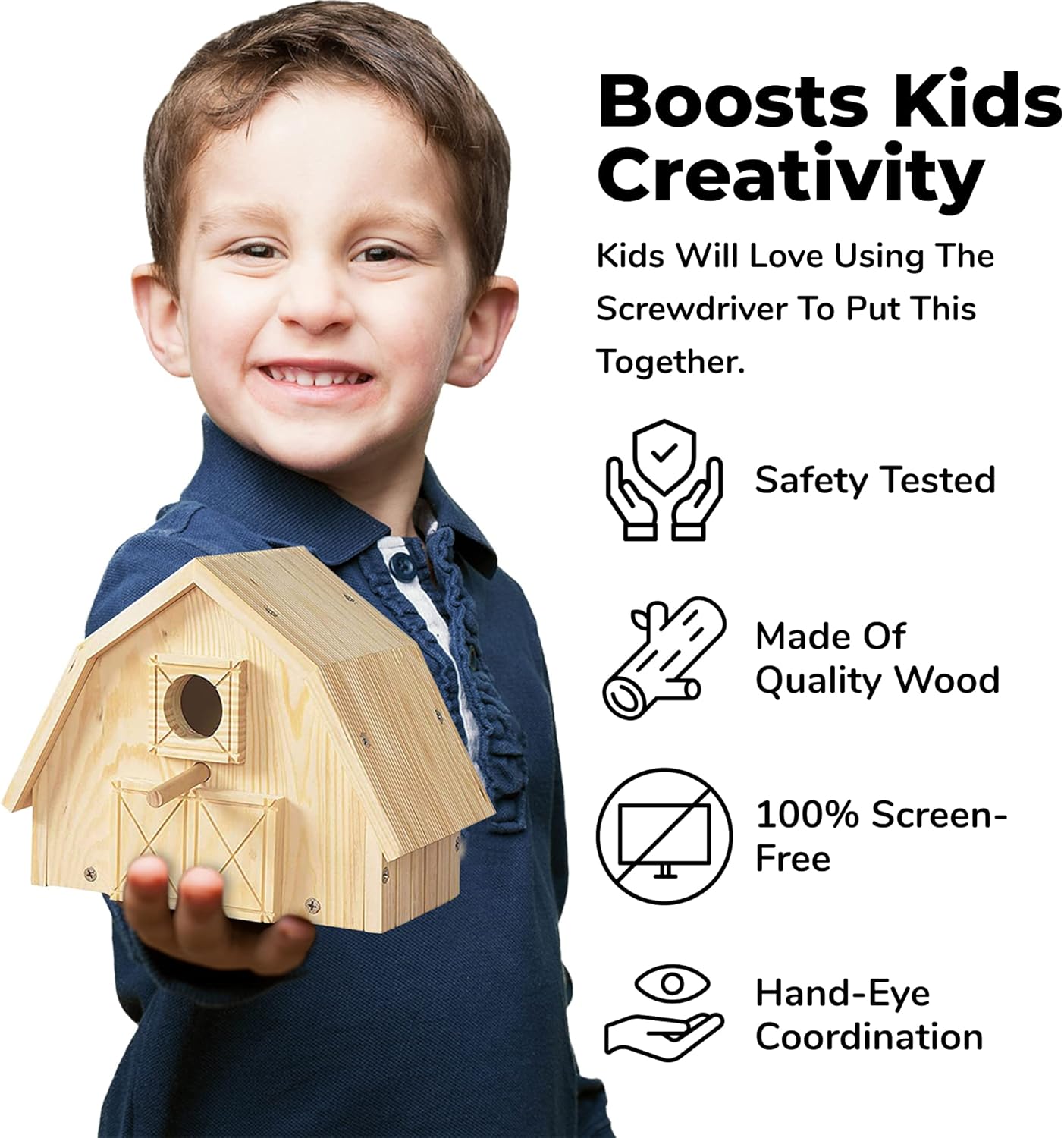 Kraftic Woodworking Building Kit for Kids and Adults, Set of 3 Educational DIY Carpentry Construction Wood Model Kit Toy Projects for Boys and Girls - Off-Road Vehicle, Flatbed Truck, Barn Birdhouse