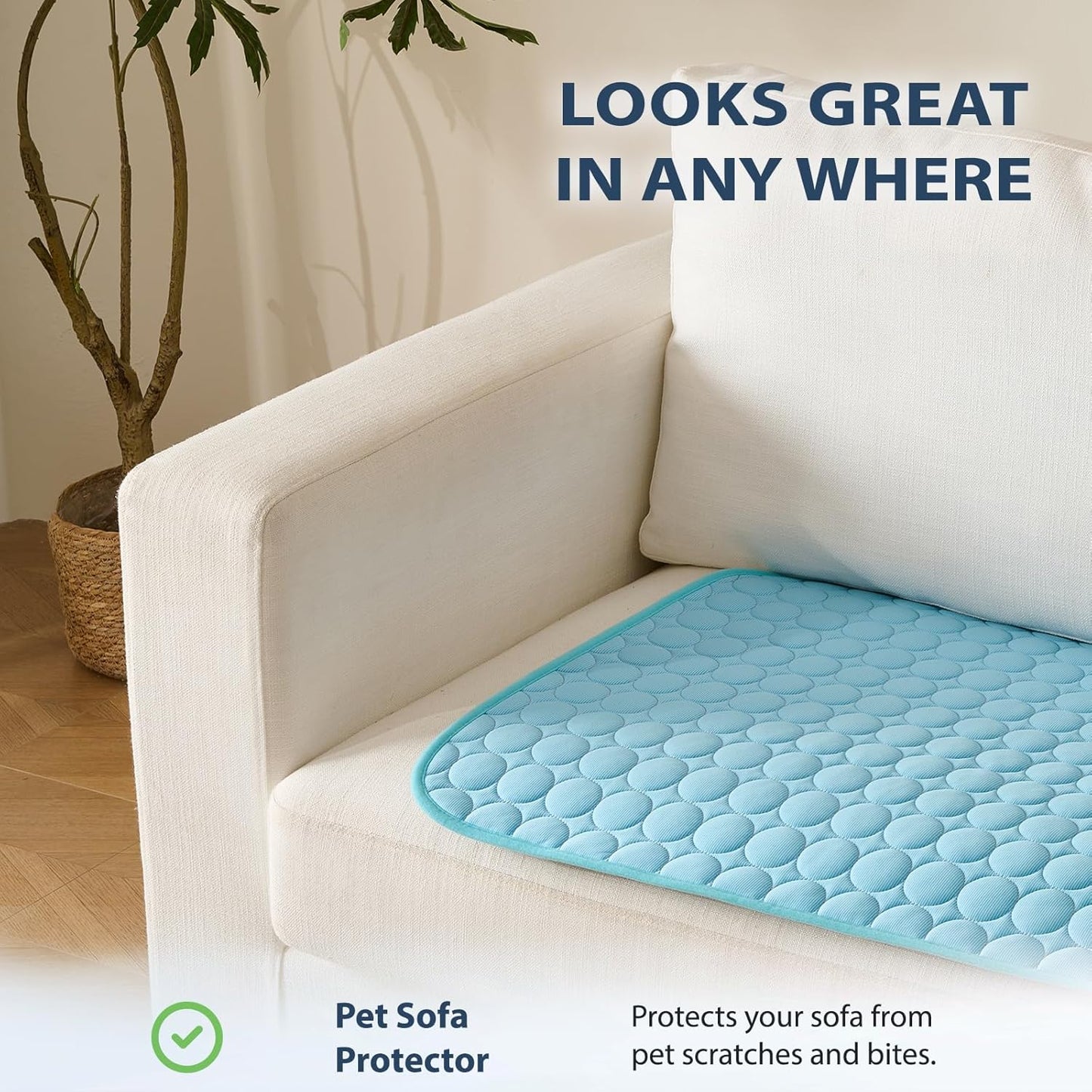 MICROCOSMOS Summer Cooling Mat & Sleeping Pad- Water Absorption Top, Materials Safe, Easy Carry, EZ Clean. Keep Cooling for Pets, Kids and Adults.(Blue, 24" x18")