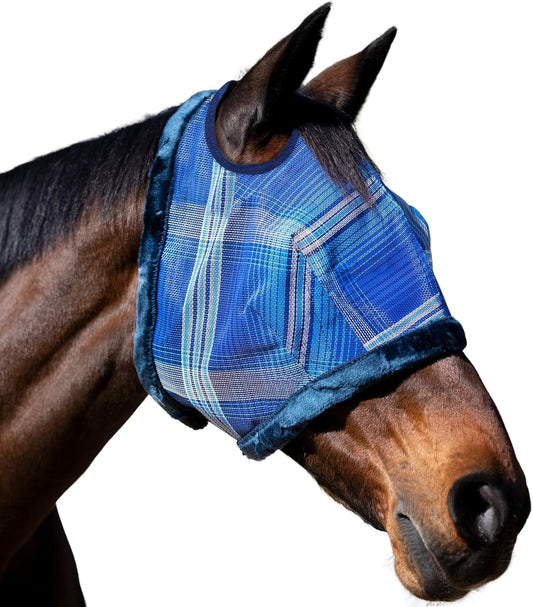 Kensington UV Fly Mask with Fleece Trim - Protective Mask with Dual Ear Opening & Forelock Freedom Size: Small Color: 181-Kentucky Blue