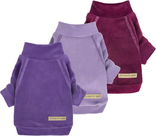 Fitwarm 3 Pack Classic Fleece Dog Sweater, Turtleneck Dog Sweatshirt, Dog Winter Clothes for Small Dogs Boy Girl, Pet Pullover Jumper, Cat Apparel, Purple, MediumPurple, Dark Red, Large