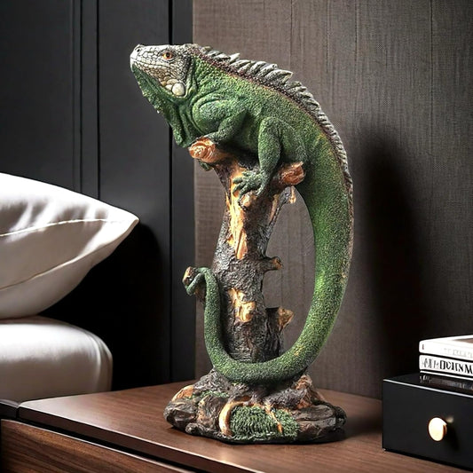 14 Inch Lizard Statue Resin Sculpture Decor Figurines for Home Decor Accents, Living Room Bedroom Office Decoration - Animal Sculptures Collection for Lizard Lovers