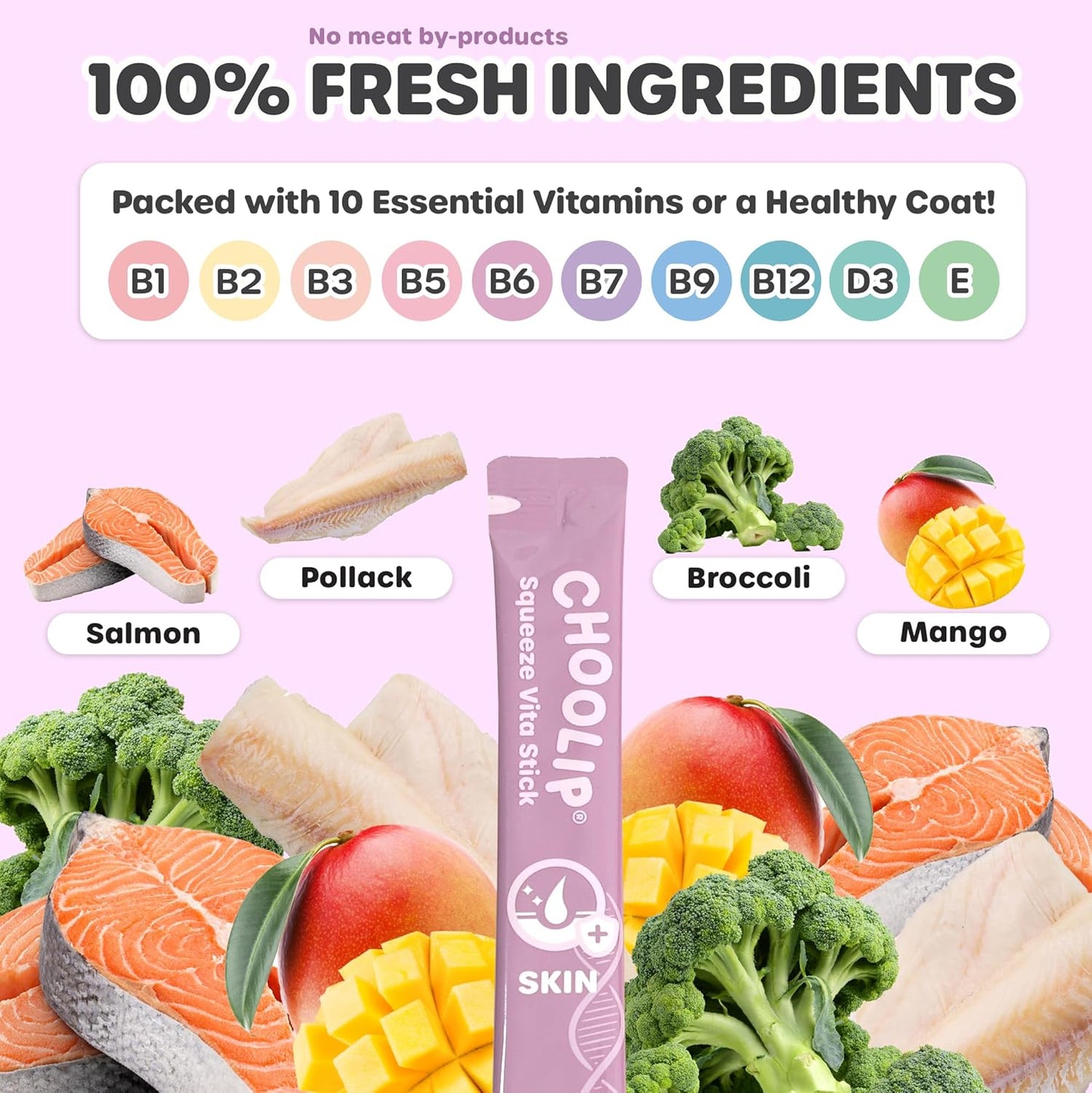 Grab & Go Squeeze Vita Stick Lickable Treats for Dogs & Cats. 49 Coat Support Sticks with Essential multivitamins. Soft and Tasty Paste for All Life Stages, Supporting Coat Health