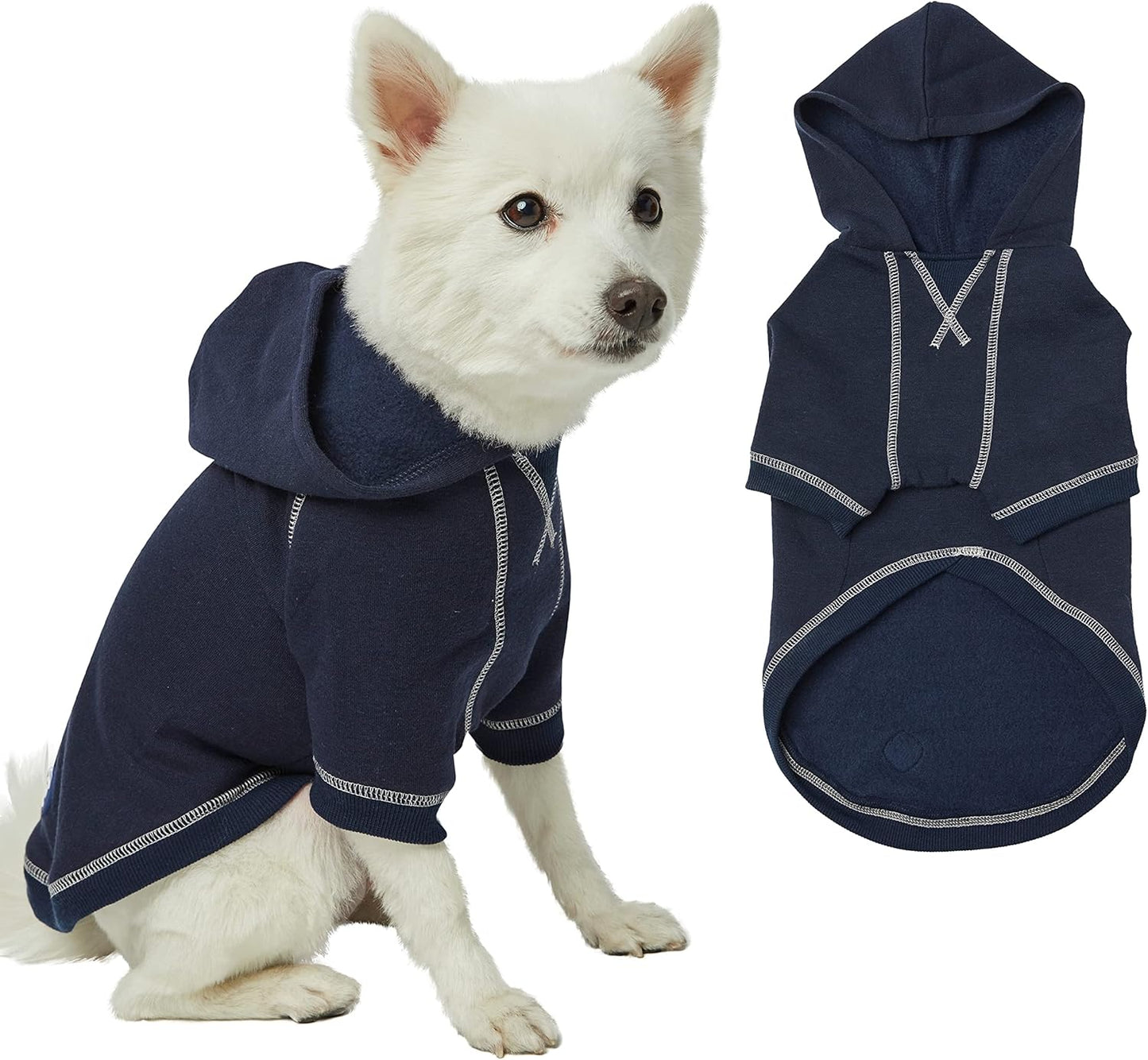 Blueberry Pet Essentials Soft & Comfy Better Basic Cotton Blend Dog Hoodie Sweatshirt in Midnight Blue, Back Length 22", Pack of 1 Jacket for Dogs