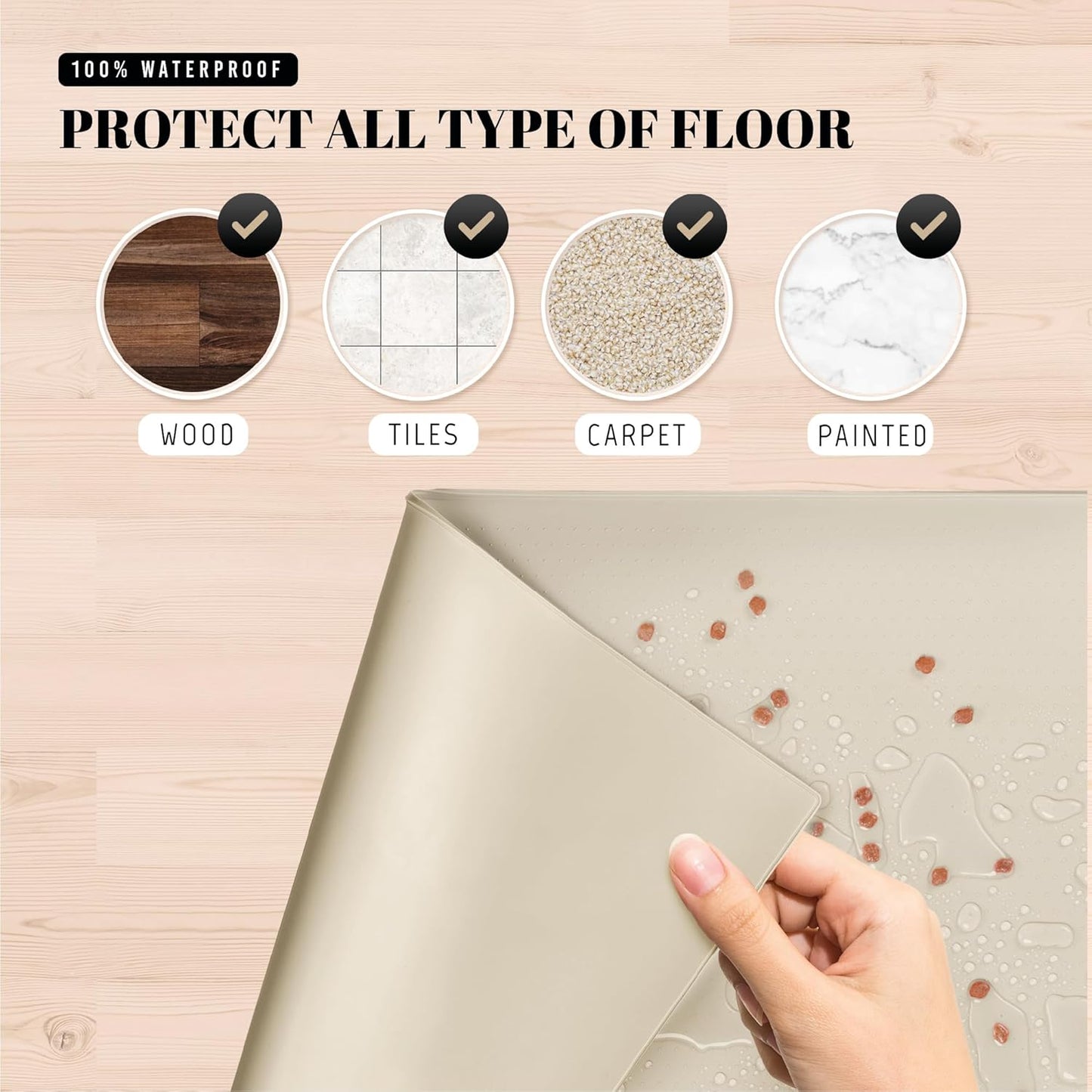 AVERYDAY 32x24'' Silicone Dog Mat for Food and Water, 0.63'' Edge Dog Food Bowl Mats for Floor Waterproof, Dogs Water Mat for Sloppy Drinker, Non Slip Rubber Pet Feeding Mats for Indoor Dogs and Cats