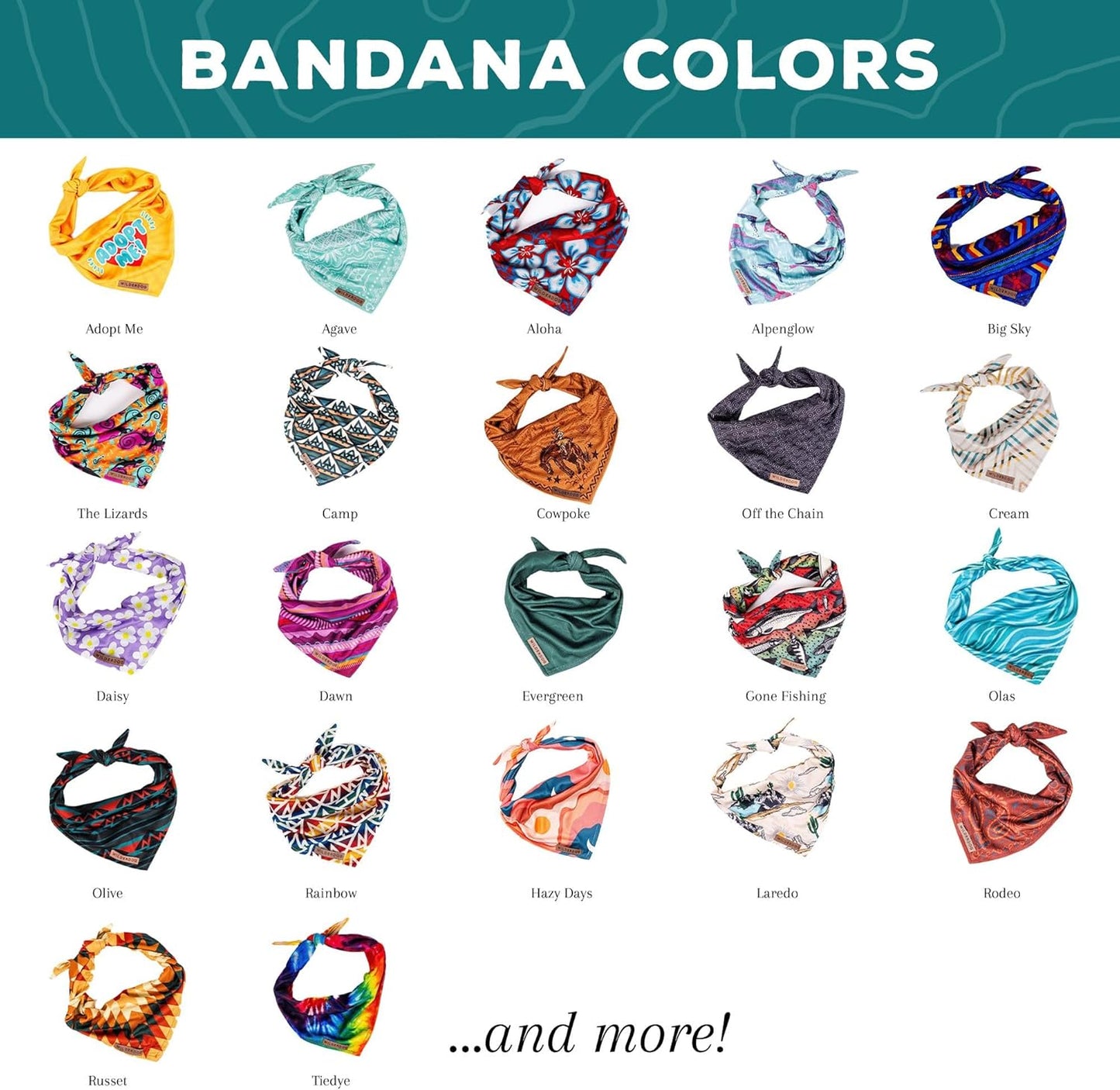 Wilderdog Dog Bandana with Lightweight Quick Drying Poly-Blend Mesh Material in Aloha