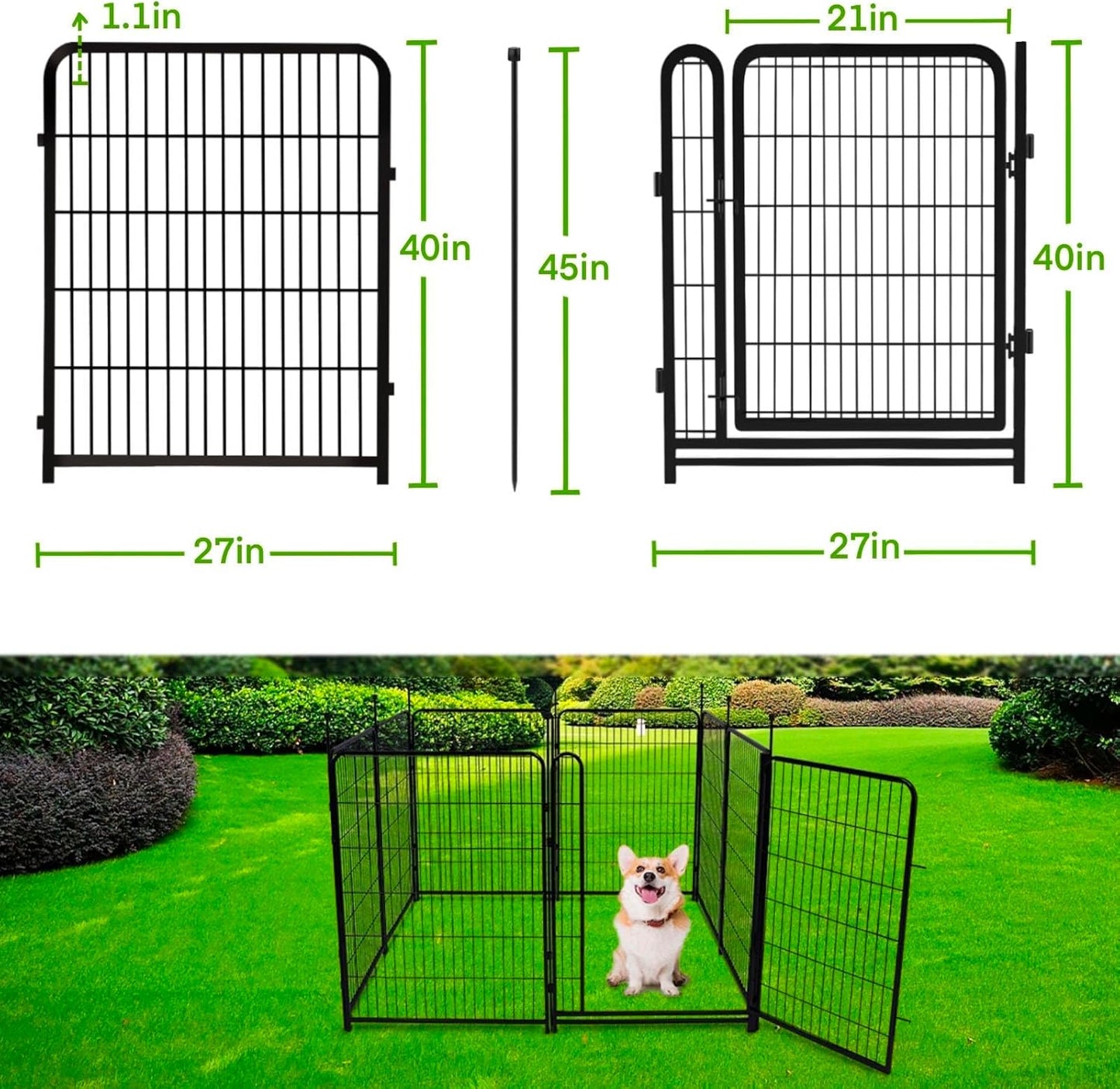 Garden Fencing 40 inch High, 14 Panels Total 31 Ft(L), Gate 21 inches Wide with Low Sills. Fencing for Garden Beds, Dog Digging Fences Barrier, Dog Fences for The Yard, Animal Barrier Fence