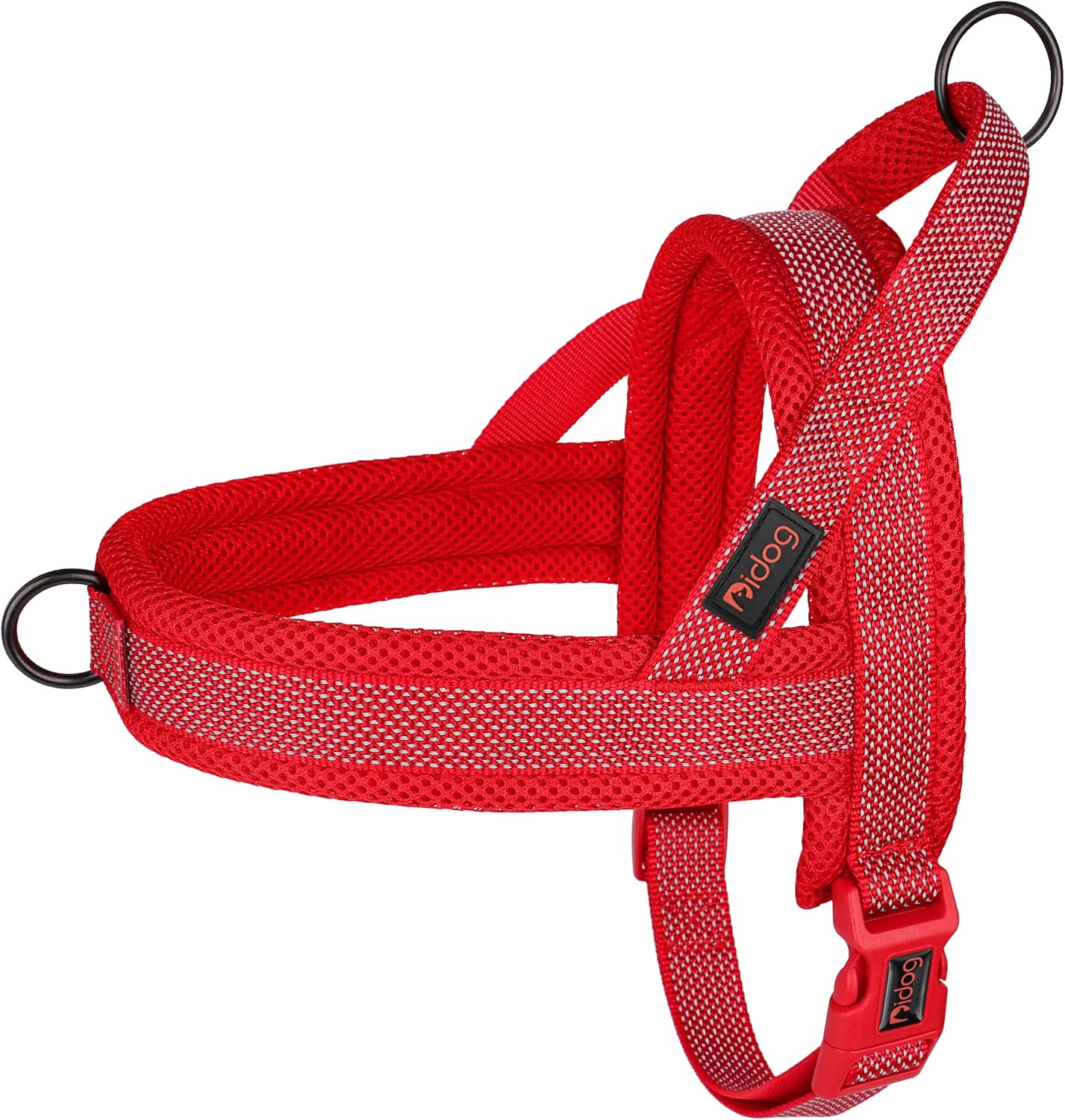 Didog No Pull Dog Harness with Breathable Mesh Padded, Full Reflective & Quick Fit Adjustable Vest Harness, Easy for Training Walking for Small & Medium and Large Dogs (Red, S:Chest 18-22")