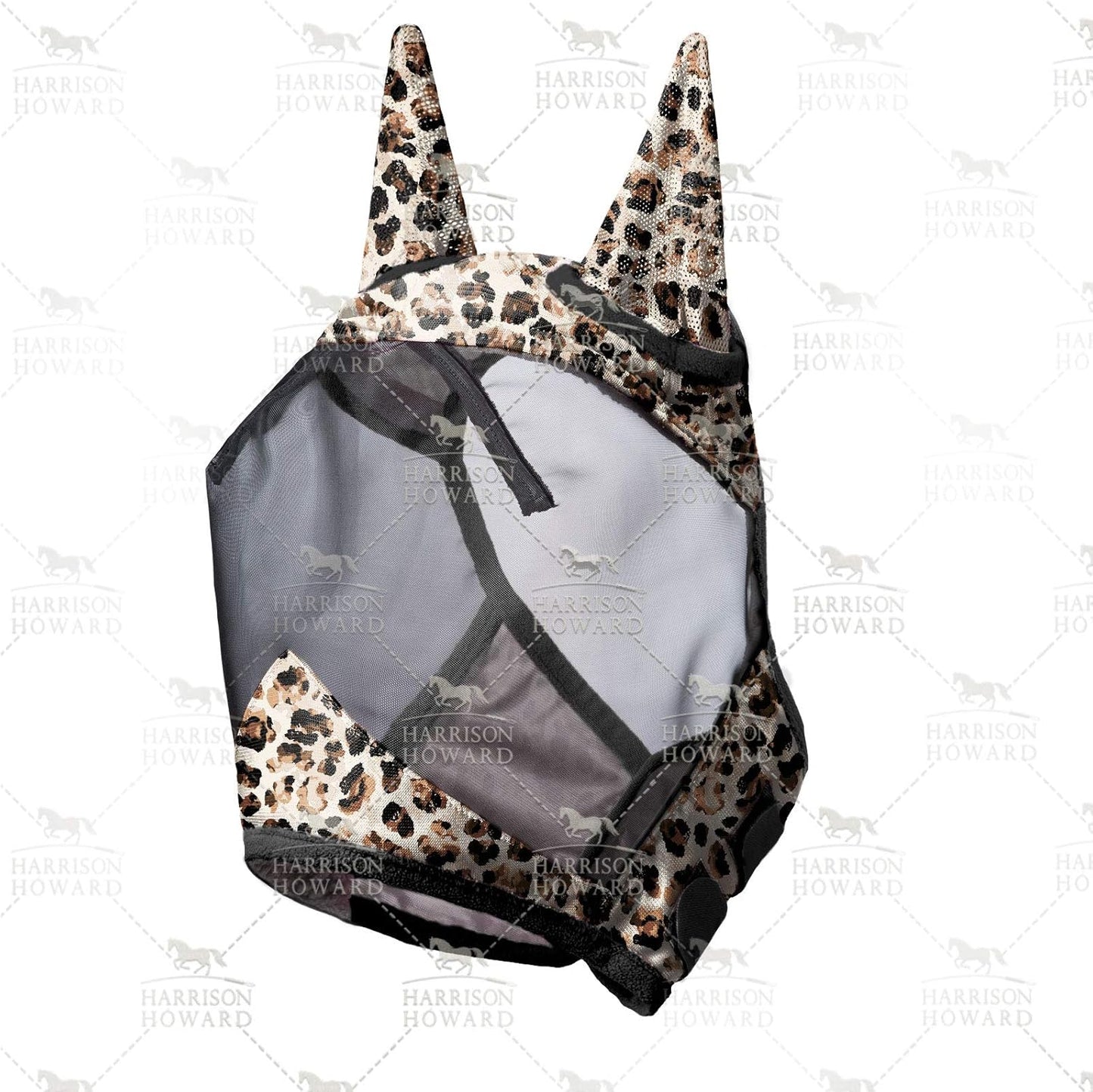 Harrison Howard LumiVista Horse Fly Mask Standard with Ears UV Protection for Horse Leopard Print M Cob