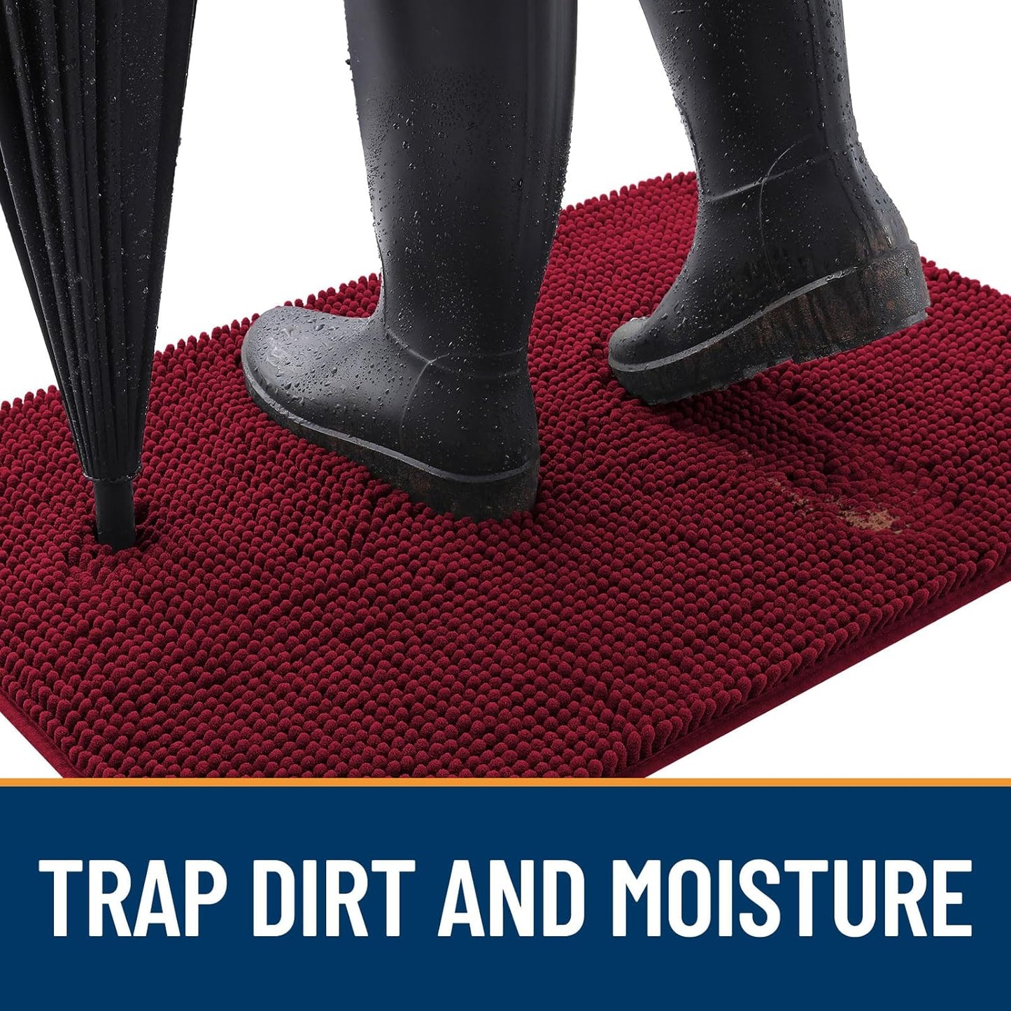 OLANLY Dog Door Mat for Muddy Paws 40x24, Absorbs Moisture and Dirt, Absorbent Non-Slip Washable Doormat, Quick Dry Chenille Mud Mat for Dogs, Entry Indoor Entryway Carpet for Inside Floor, Burgundy