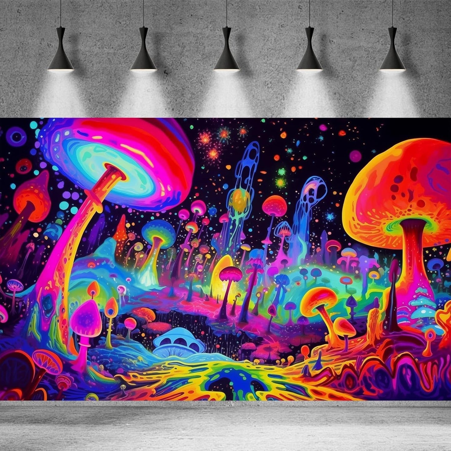 Fantasy Mushrooms Aquarium Background Abstract Mysterious Mushroom Landscape Terrarium Background Amazing Rainbow Mushrooms Theme Fish Tank Backdrop Poster Wallpaper Decorations Vinyl 36x20in