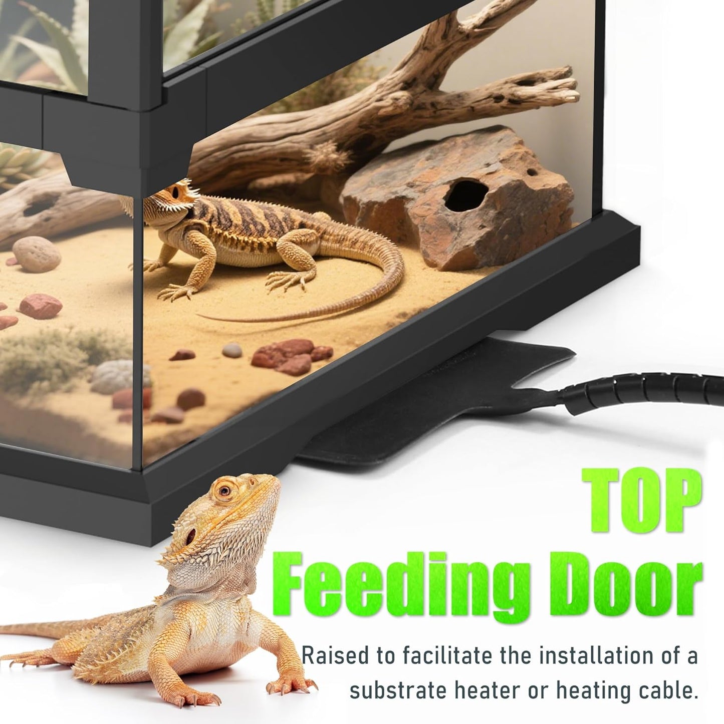 12’’x 12’’x 18’’ Reptile Terrarium with Full View Tempered Glass, 10 Gallon Reptile Habitat Comes with Mesh Top Vent, Suitable for Small Reptiles Such as Gecko, Snake, Frog and Mantis