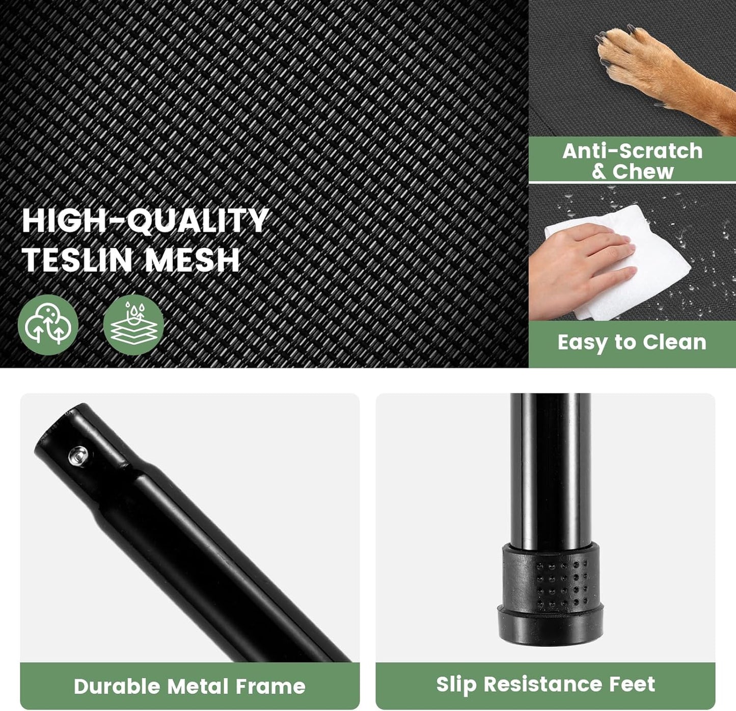 Elevated Dog Bed for Outdoor, XXL Raised Dog Cot Indestructible with Washable Mesh, Cooling Summer Pet Cot Chew Proof for Outside Camping Travel, 59"x36" Black