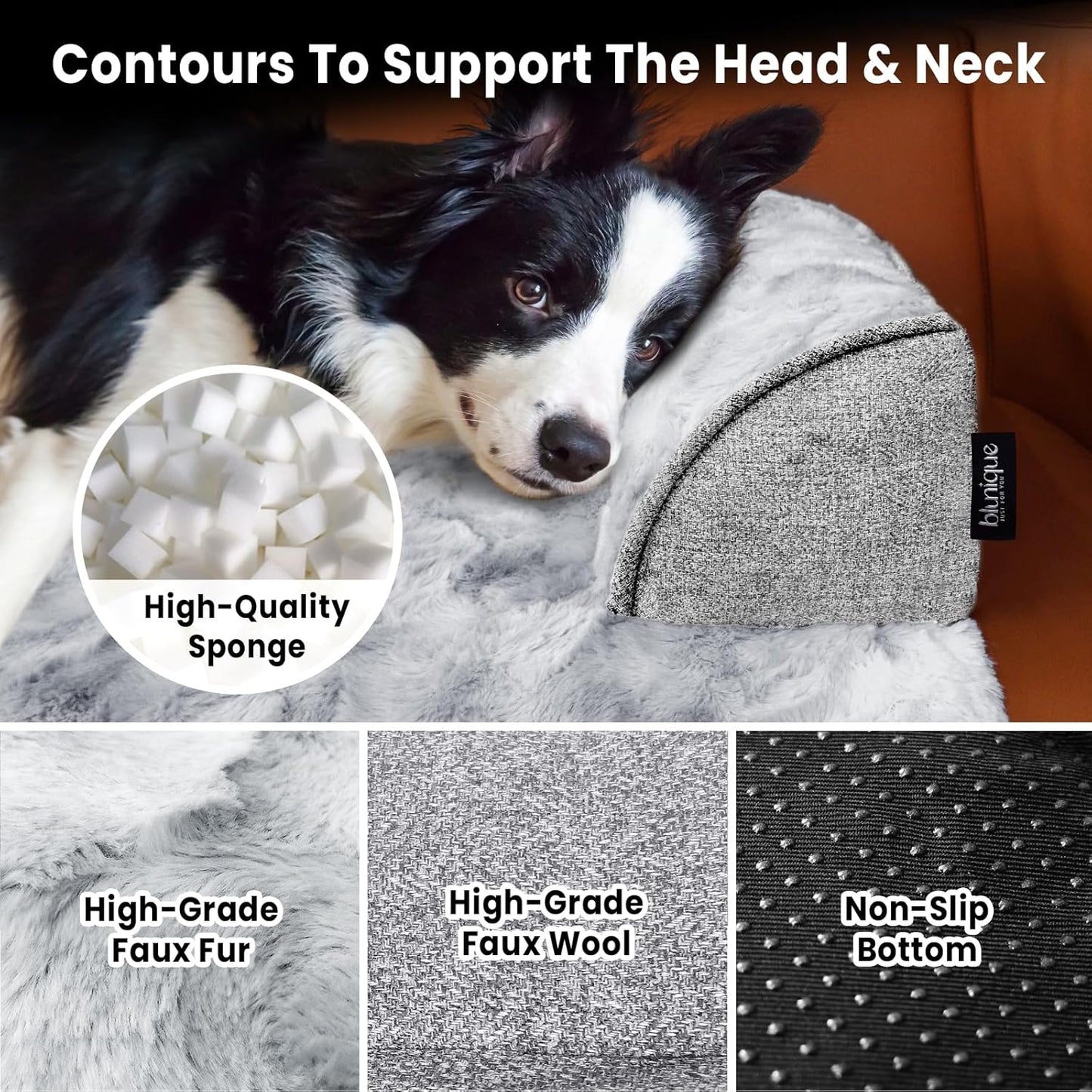 Calming Dog Couch Bed for Large Dogs, 41 x 37 inch Waterproof Removable Pet Mat Couch Cover for Furniture Protector, Non-Slip Fluffy Pelsbarn Dog Bed for Couch, Sofa, Outdoor - Tie-Dye Grey