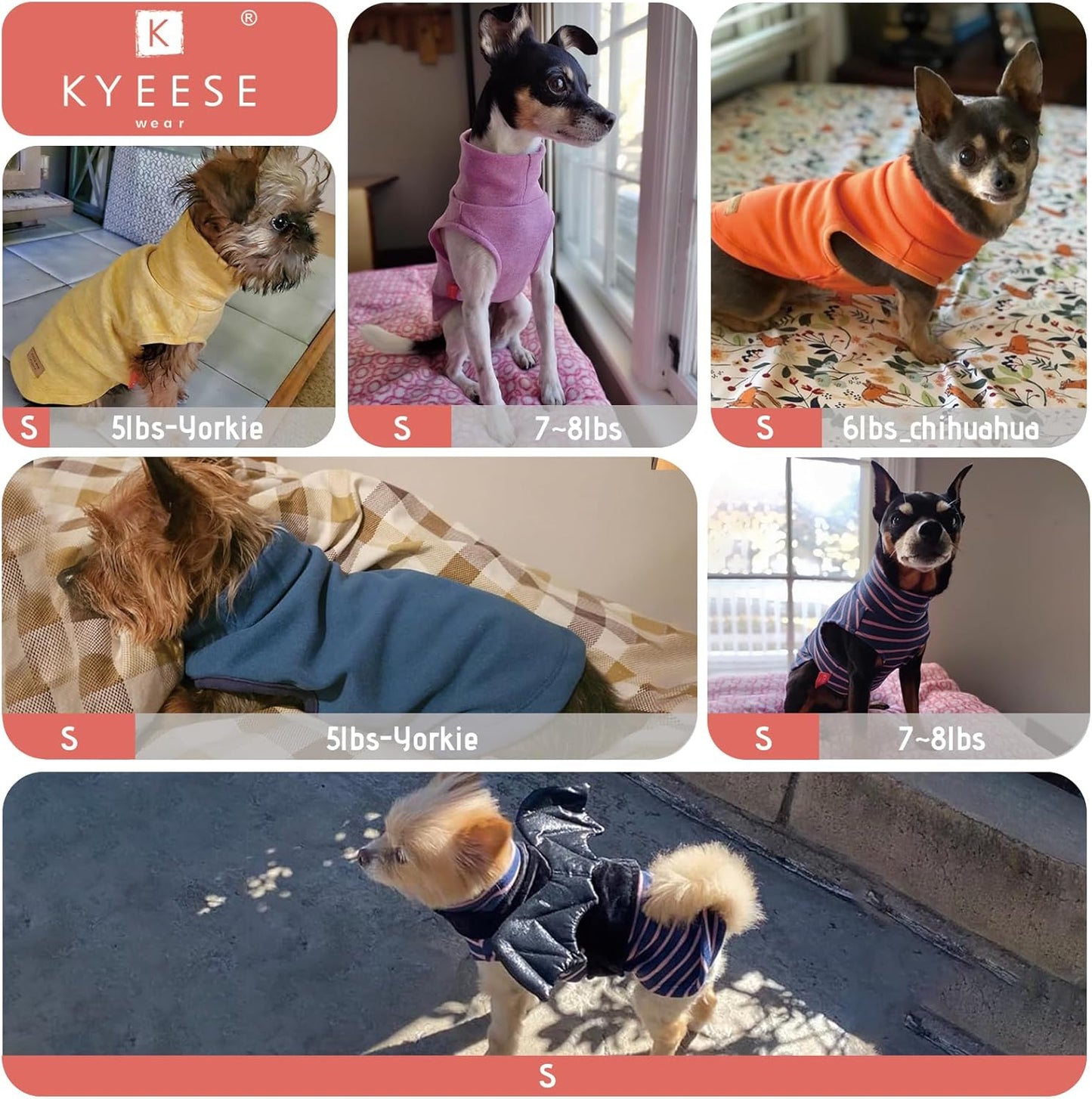 KYEESE 2Pack Dog Sweater Warm Dachshund Clothes Stretchy Pet Sweatshirt Pullover Small Pets Sweaters Soft Dogs Clothes Turtleneck Pet Coats Dog Sweaters for Small Dogs Girl