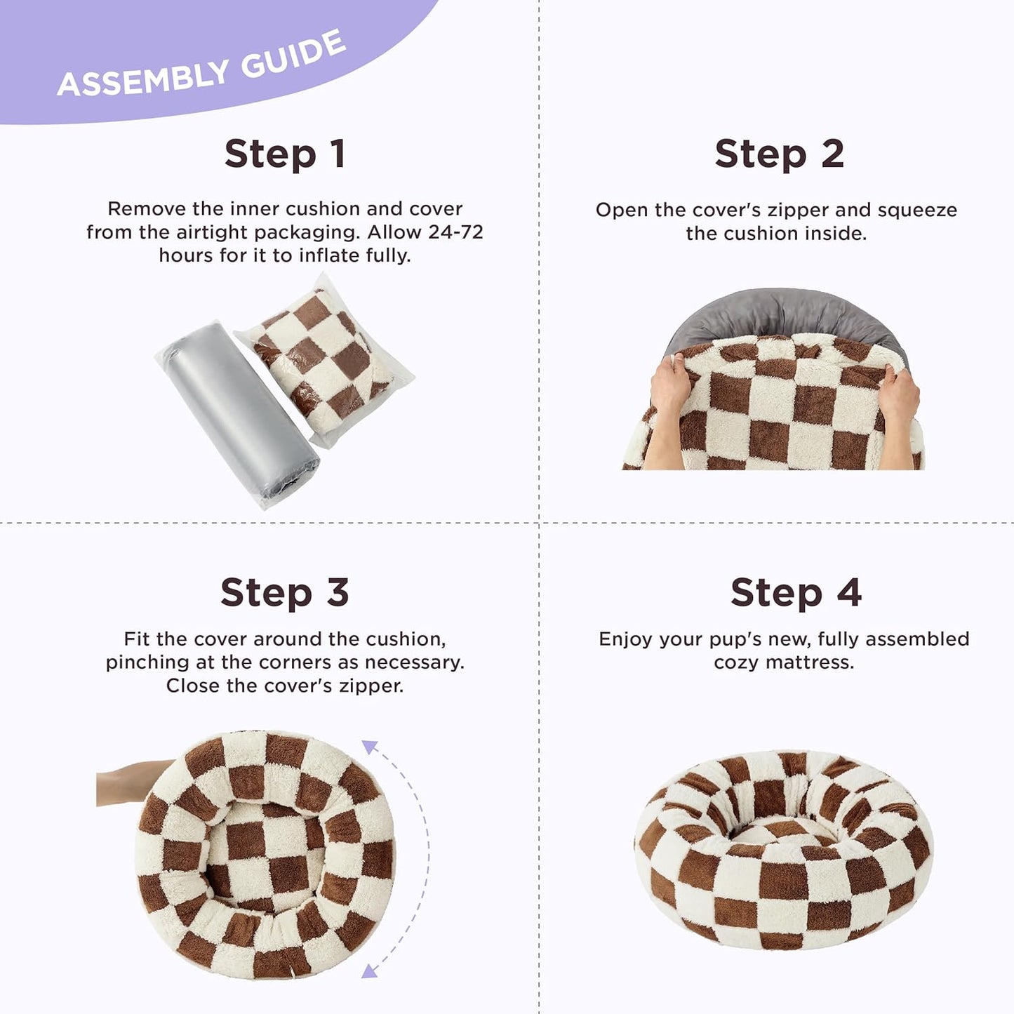 LE SURE Donut Small Dog Bed - Round Cat Bed for Indoor Cats with Anti-Anxiety Calming Teddy Sherpa Plush & Anti Slip Bottom Brown