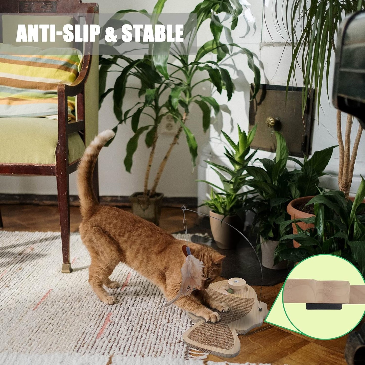 Petest Interactive Cat Toy Natural Sisal Cat Scratcher Toy with Catnip Balls, Fish Design