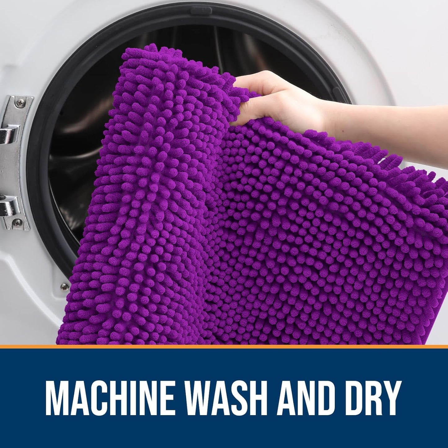 OLANLY Dog Door Mat for Muddy Paws 59x20, Absorbs Moisture and Dirt, Absorbent Non-Slip Washable Doormat, Quick Dry Chenille Mud Mat for Dogs, Entry Indoor Entryway Carpet for Inside Floor, Purple