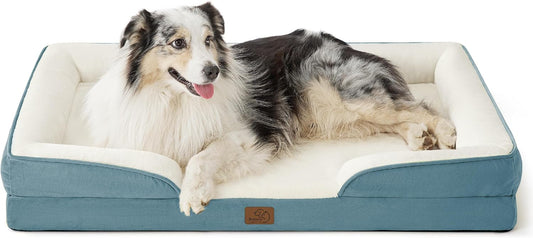 Bedsure XL Orthopedic Dog Bed for Extra Large Dogs - Washable XLarge Dog Cat Bed Waterproof, Comfort Dogs Couch Sofa with Washable Removable Cover, Pet Bed with Nonskid Bottom, Dune Haze Blue, 42"