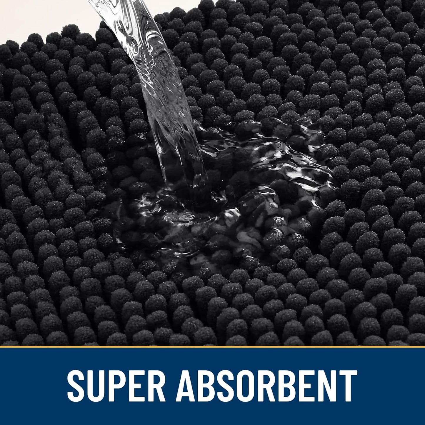 Smiry Dog Door Mat for Muddy Paws 47x24, Absorbs Moisture and Dirt Doormat, Non-Slip Washable Quick Dry Chenille Front Door Mat Indoor Entrance, Entryway Carpet for Inside Floor, Black