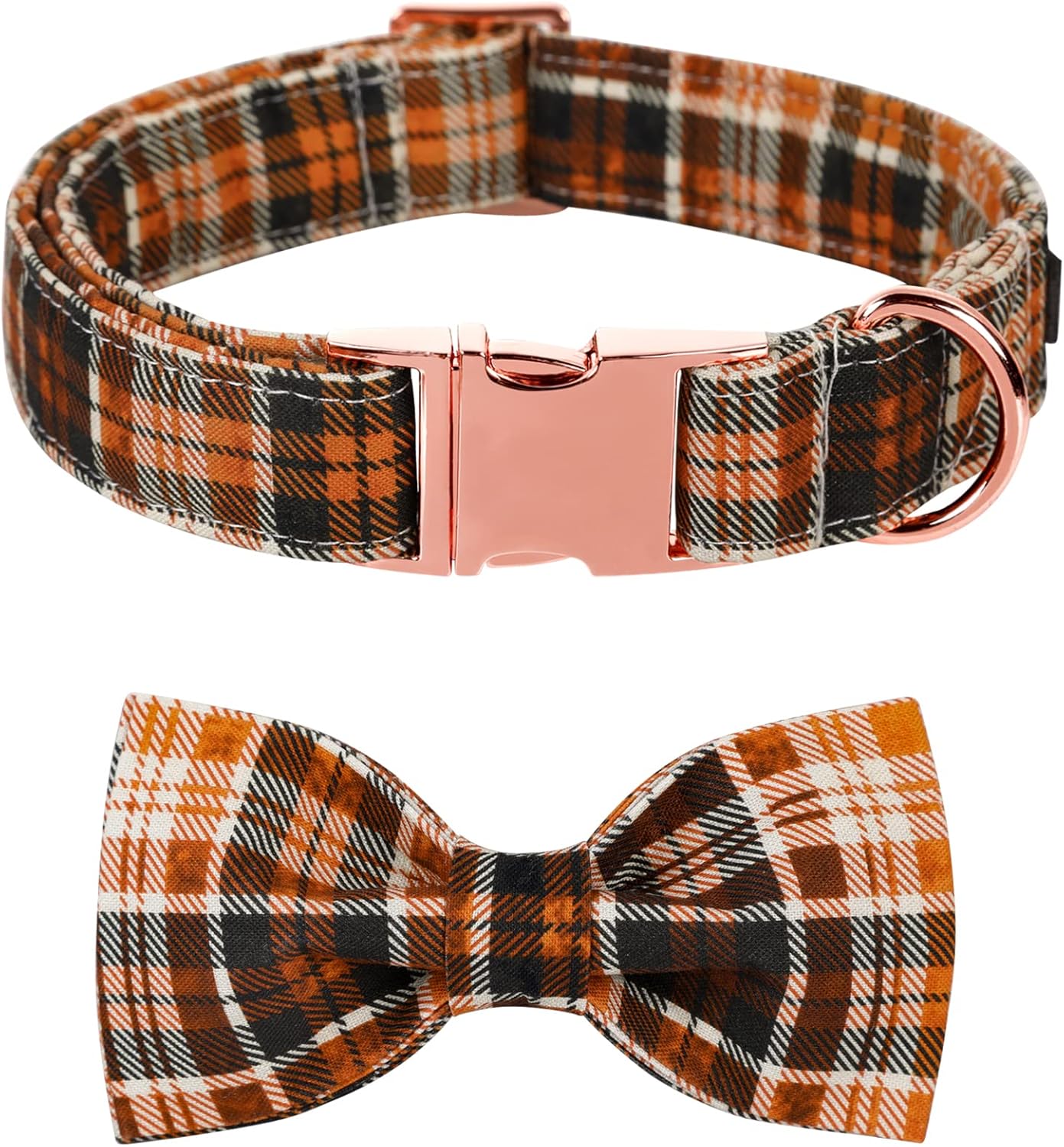 Lionet Paws Halloween Dog Collar with Bowtie - Cute Cotton Adjustable Fall Bowtie Dog Collar with Metal Buckle for Small Medium Large Dog Girl Boy Gift, XS, Neck 8-12in