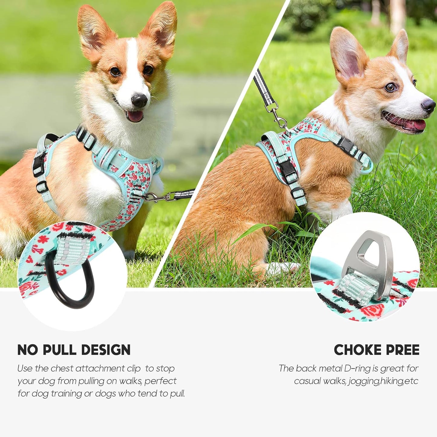 Timos Dog Harness,NO Need Go Over Dogs Head 3 Snap Buckles Pet Harness with 2 Leash Clips,Adjustable Soft Padded No-Pull,Reflective No-ChokeOxford Vest for Small Medium Large Dogs,X-Large(Packof1)