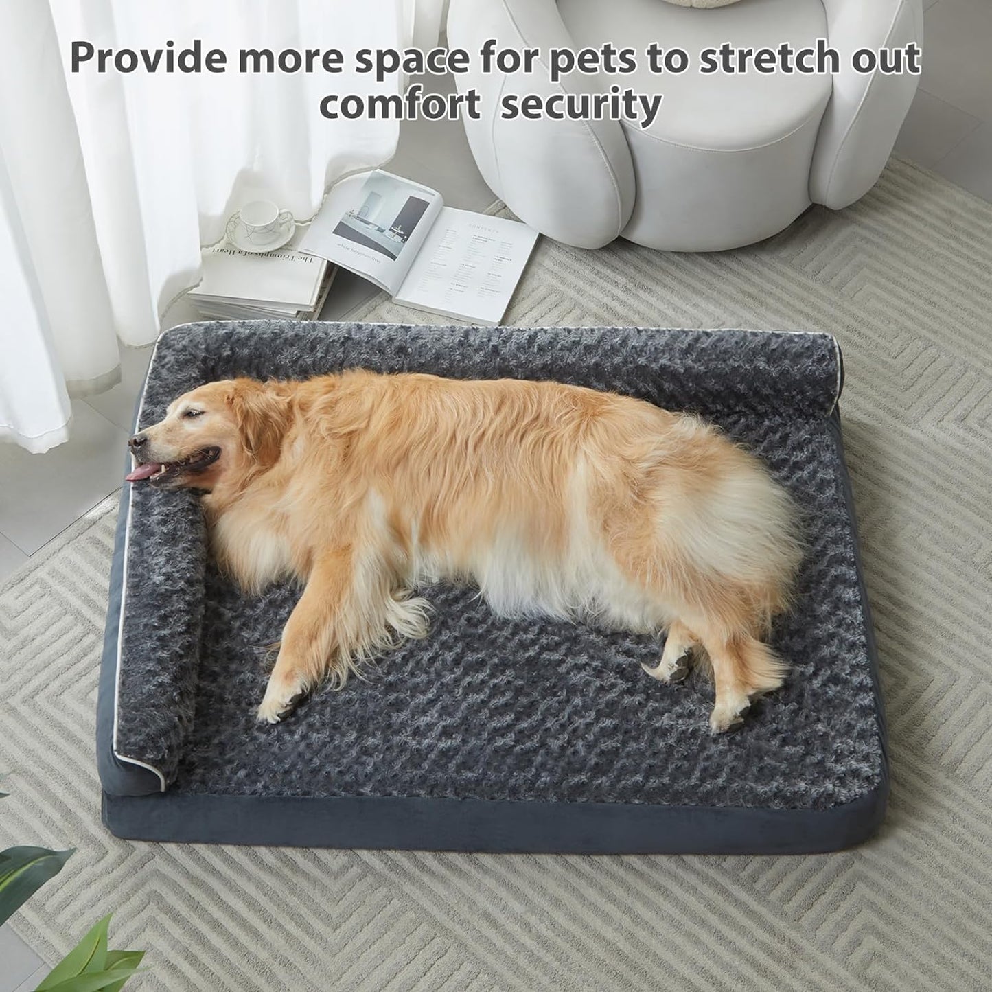 BFPETHOME Orthopedic Dog Beds for Large Dogs-Waterproof Sofa Dog Bed with Removable Washable Cover, Large Dog Bed with Waterproof Lining and Nonskid Bottom,Pet Bed for Large Dogs