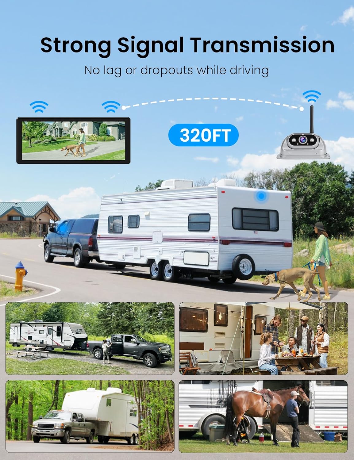 Vehicle Wireless Backup Camera with High Performance 6.86 Inch Touch Monitor 1080P 2 Rear View Cameras with IR Night Vision 4 Channels IP69K Waterproof Reverse Camera for Truck Trailer Camper Tractor