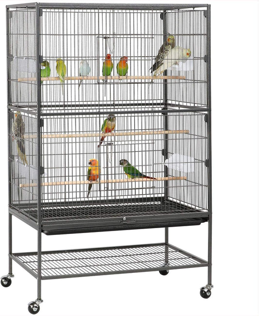 Yaheetech 52-inch Wrought Steel Standing Large Flight King Bird Cage for Cockatiels African Grey Quaker Amazon Sun Parakeets Green Cheek Conures Pigeons Parrot Bird Cage Birdcage with Stand