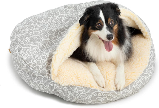 Snoozer Luxury Cozy Cave Pet Bed, Wag Collection, Large - Ramey Gray