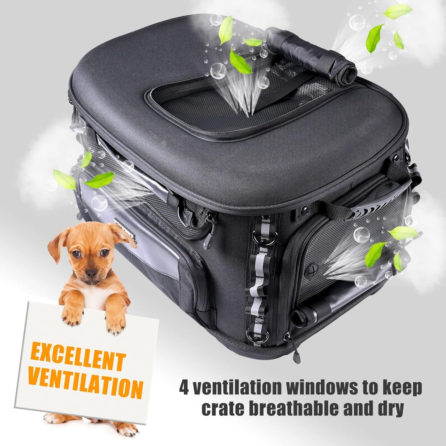 Motorcycle Dog Carrier, Portable Pet Carrier Pet Travel Bag Cat Carrier Bag for Harley Street Glide Road King Touring Trike Can Am with Luggage Rack Passenger Seat Load Capacity 20lb (Black)