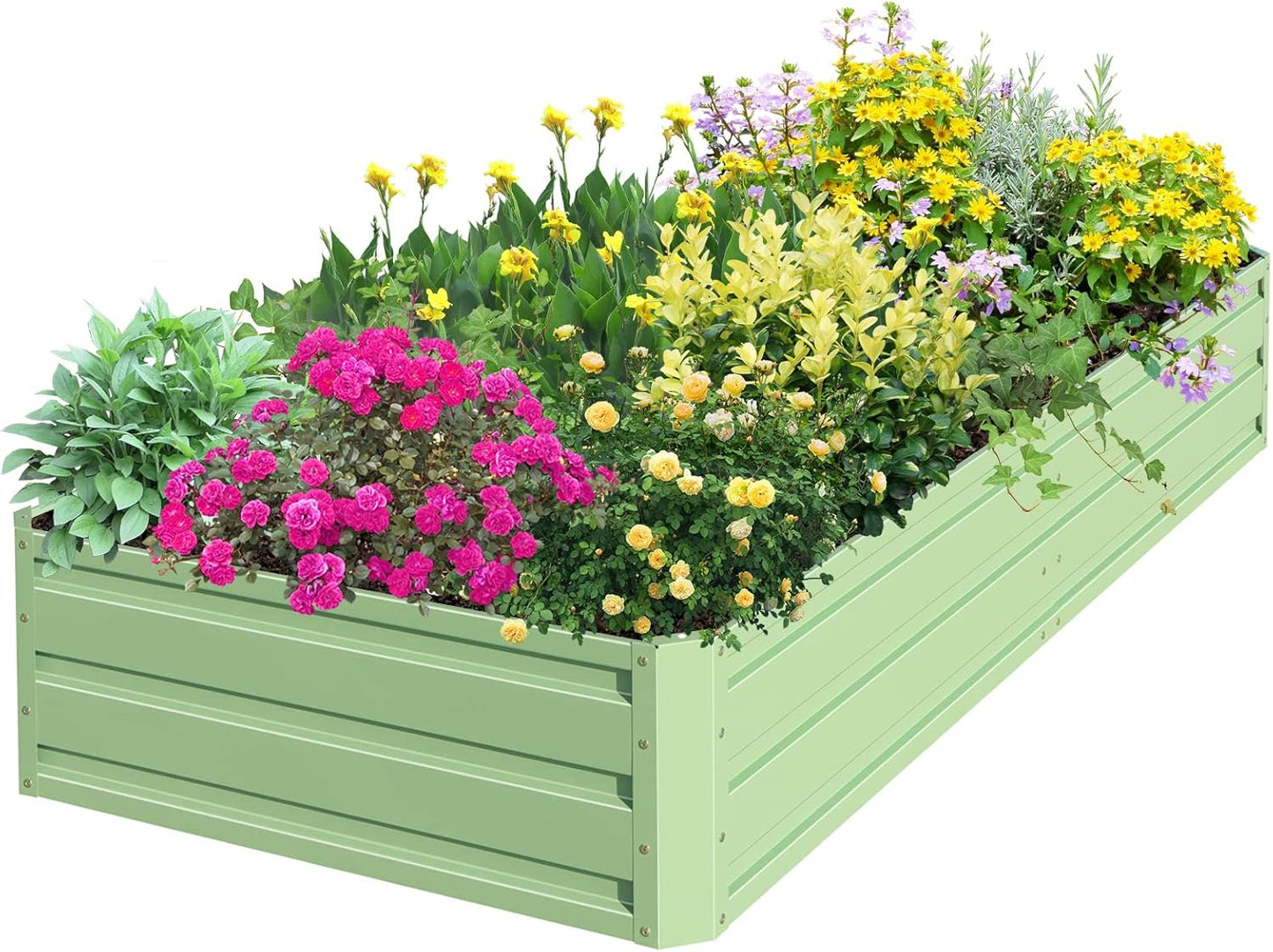 SnugNiture Galvanized Raised Garden Bed 8x4x1FT Outdoor Large Metal Planter Box Steel Kit for Planting Vegetables, Flowers