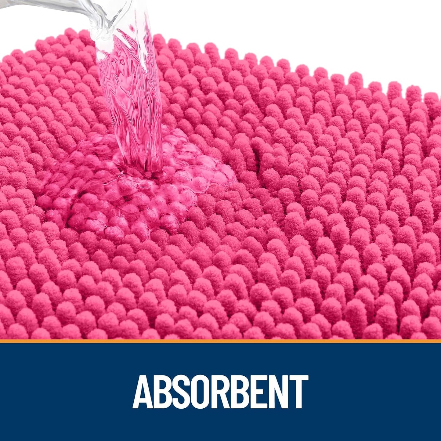 OLANLY Dog Door Mat for Muddy Paws 34x21, Absorbs Moisture and Dirt, Absorbent Non-Slip Washable Doormat, Quick Dry Chenille Mud Mat for Dogs, Entry Indoor Entryway Carpet for Inside Floor, Hot Pink