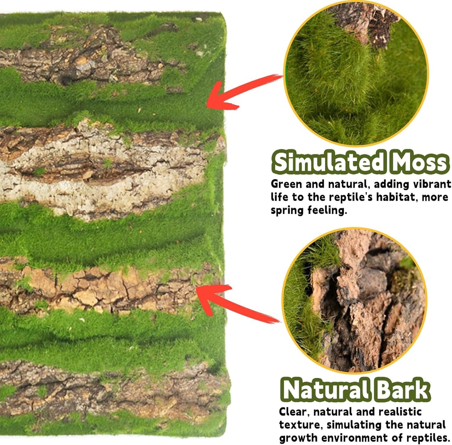 kathson 2pcs Cork Bark for Reptiles 11.8 "L X 11.8" W Cork Terrarium Background Bearded Dragon Tank Background with Artificial Moss Natural Reptile Climbing Mat for Spider Gecko Lizard Chameleon