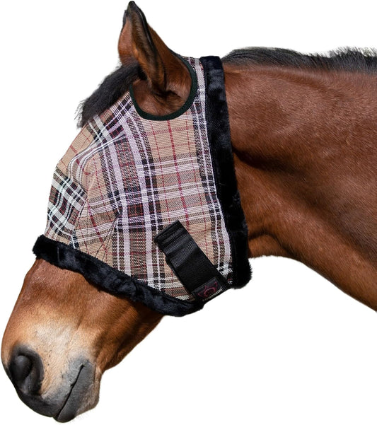 Kensington UV Fly Mask with Fleece Trim - Protective Mask with Dual Ear Opening & Forelock Freedom - XLarge, Deluxe Black
