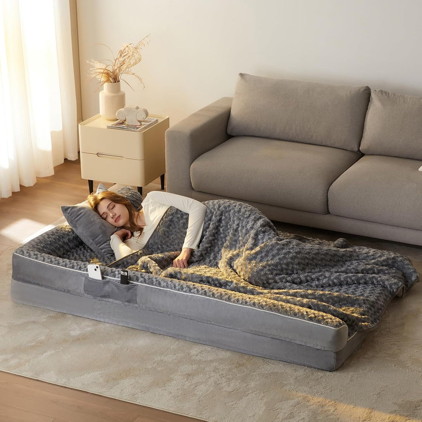 BFPETHOME Orthopedic Dog Beds for Extra Large Dogs, Waterproof Sofa XXL Dog Bed with Sides, Non-Slip Bottom and Egg-Crate Foam Big Pet Couch Bed with Washable Removable Cover,Pet Bed for Large Dogs