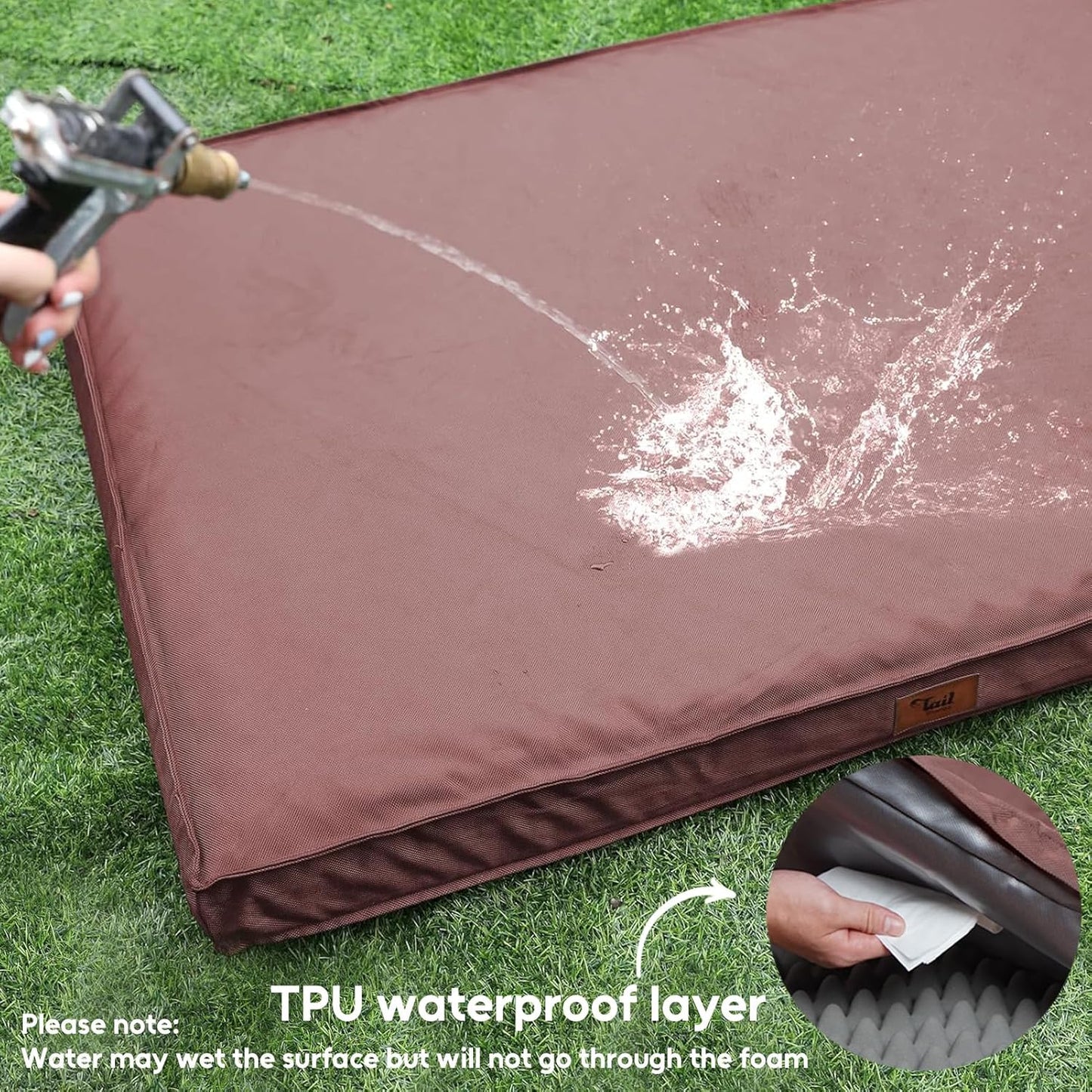 Outdoor Dog Bed for Medium Dogs, Waterproof Dog Bed for Medium Dogs Cats, Orthopedic Egg Crate Foam Pet Bed with Washable and Removable Oxford Cover, Pink