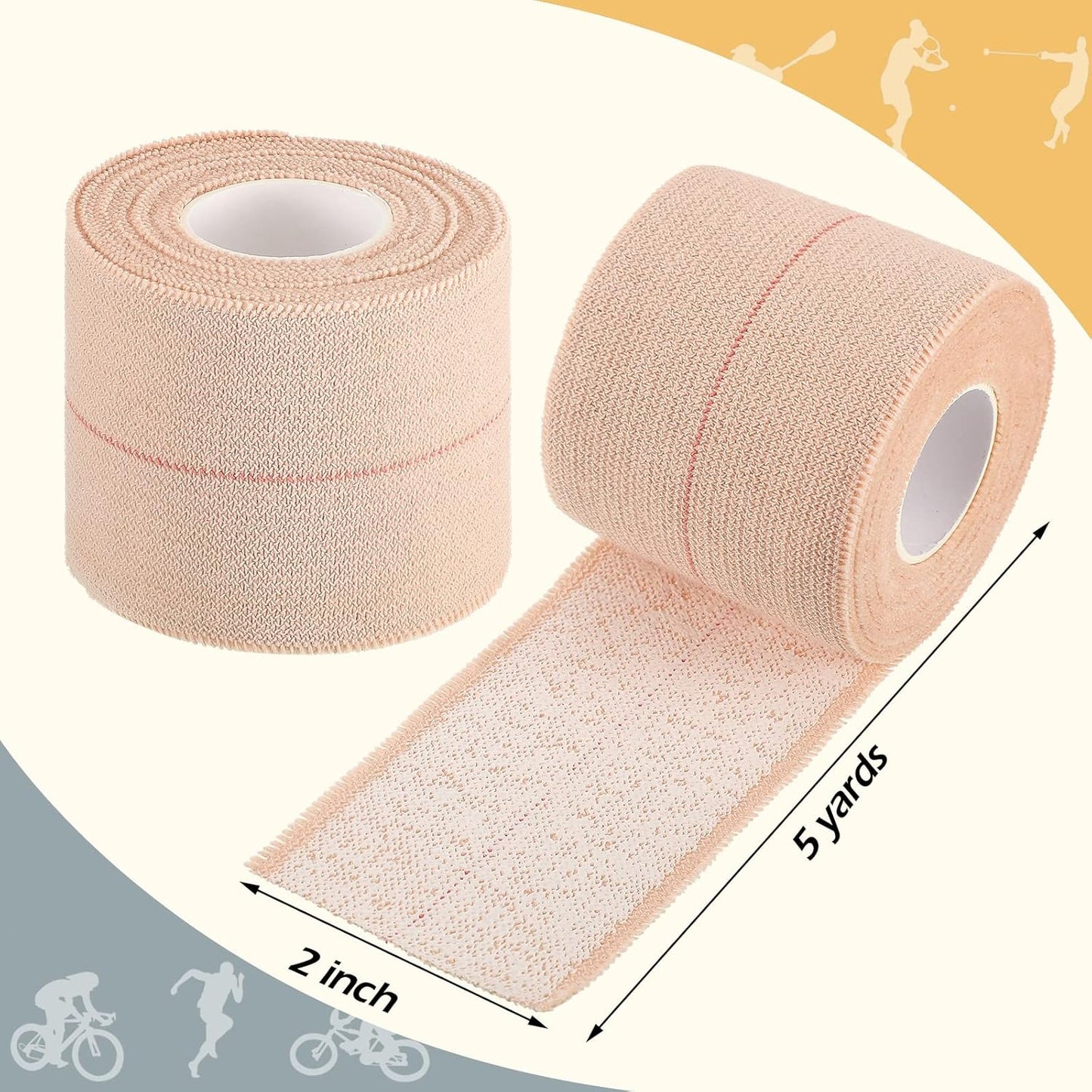 4 Rolls Elastic Tape Adhesive Elastic Tape Self Adhesive Bandage Wrap Flexible Stretch Bandages for Sports Ankle, Knee and Wrist Sprains Animal Pets, 2 Inch x 5 Yard