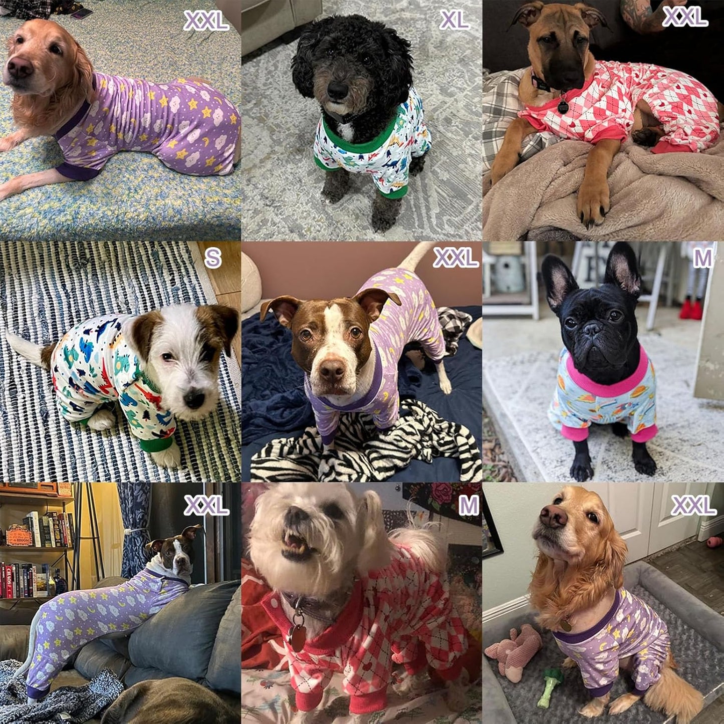 BEAUTYZOO Dog Pajamas Large Sized Dog, Summer Doggie Pajamas for Boy Girl, Soft Strechy Cotton Puppy Pjs Jammies Onesies for Men Women, Pet Jumpsuit Body Suit Cat Apparel Clothes, Purple L