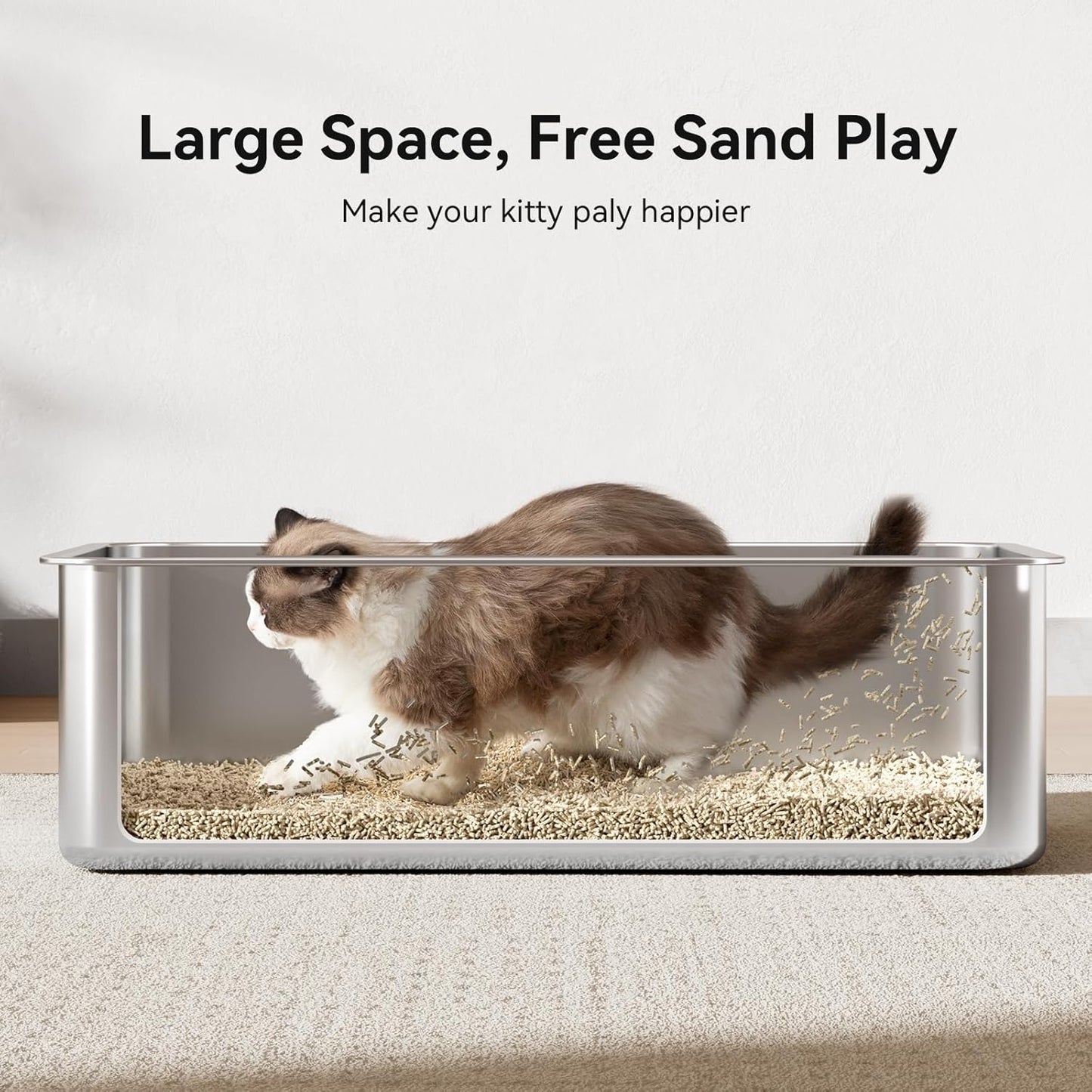 2 Pack Cat Pan Giant 28" Extra Large Stainless Steel Cat Litter Pan Metal Cat Litterbox for Big Cats and Multiple Cats, Anti-Leakage, Easy Cleaning