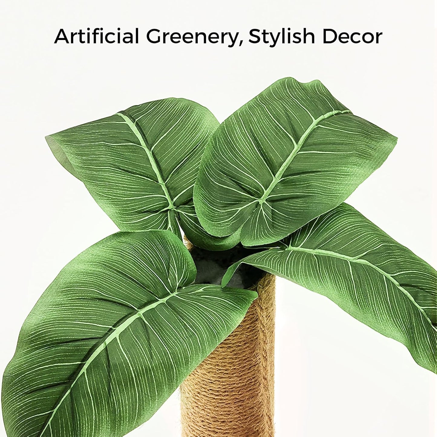 Cat Scratching Post, Cat Scratcher Toy for Indoor Cats, 17.3" Tall Scratch Post with 2-Layer Ball Tracks, Interactive Feather Toy and Sisal Hanging Ball, Banana Tree Cat Tower for Kittens