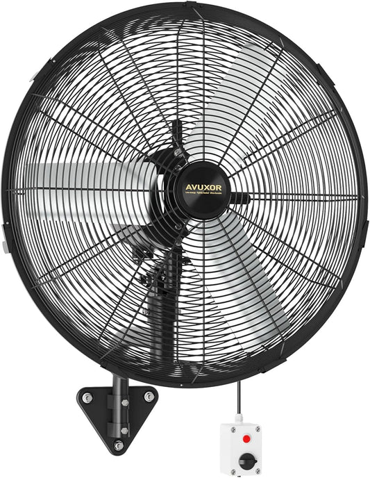 24'' Outdoor Wall Mount Fan, 4 Speed Oscillating Wall Fan with All Sealed Brushless DC Motor, Heavy Duty Industrial Fans, Waterproof Fans for Patios, House, Garage, Commercial, Warehouse, Factory
