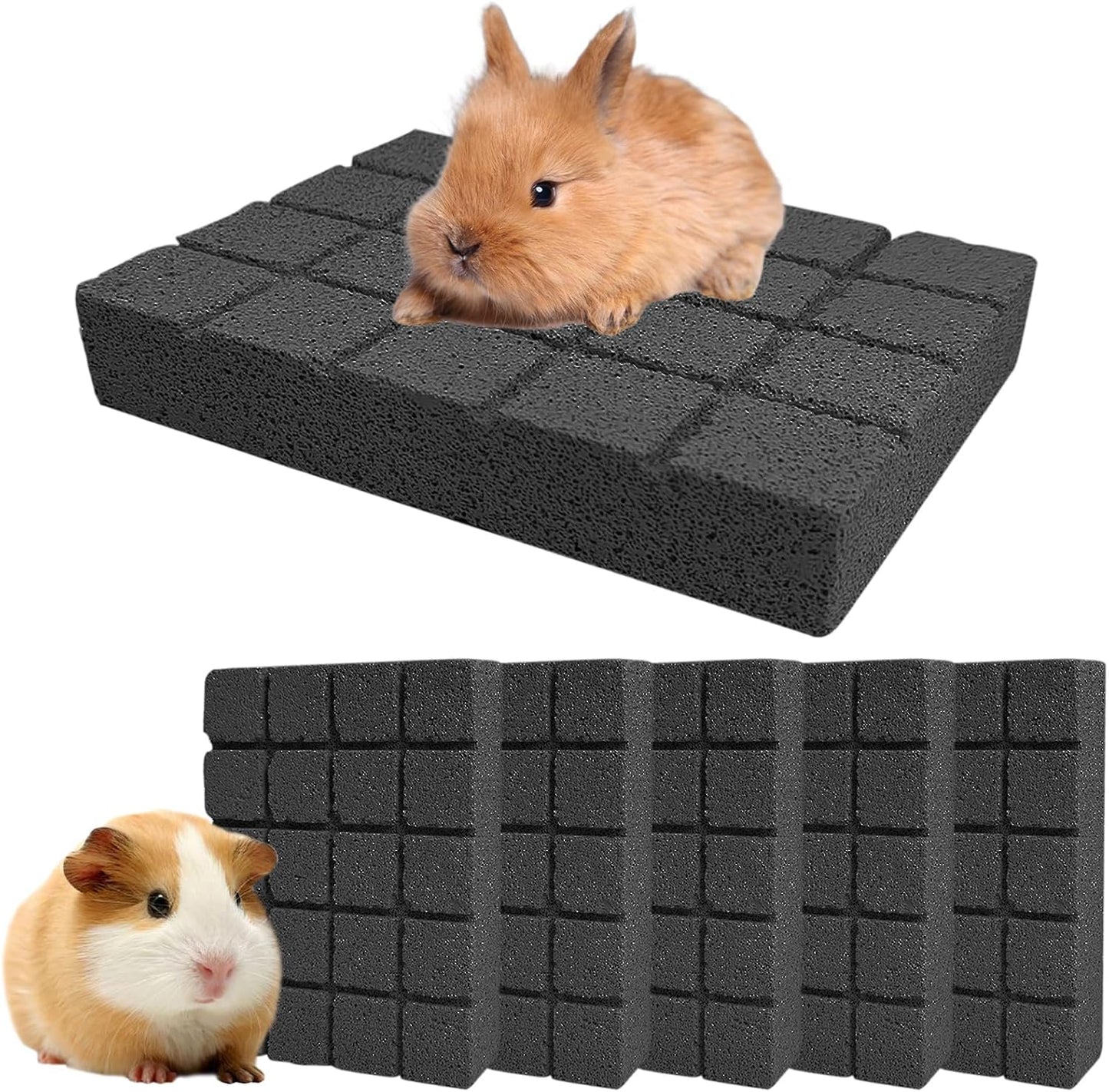 Hamiledyi 6PCS Rabbit Scratching Pads - Bunny Lava Grinding Claw Pads for Small Animals - Hamster, Gerbil, Chinchilla, Hedgehog, Guinea Pig Cage Accessories
