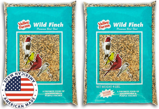 Valley Farms Wild Finch Mix 4 LB 2-Pack (8 LB Total) Wild Bird Food for Outside Feeders, Wild Bird Seed with Millet and Chopped Sunflower Hearts for Birds, Finch Seed for Finch Feeders