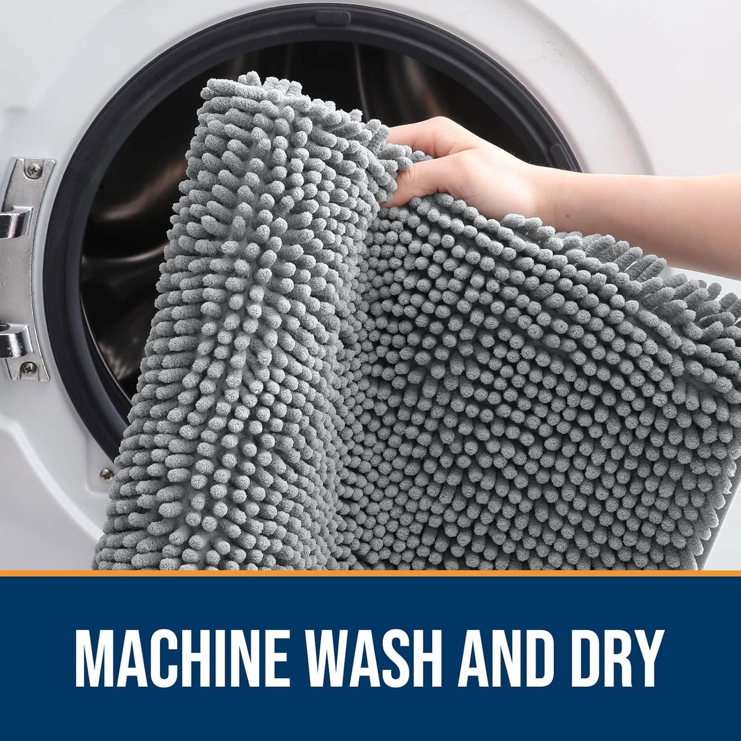 OLANLY Dog Door Mat for Muddy Paws 54x32, Absorbs Moisture and Dirt, Absorbent Non-Slip Washable Doormat, Quick Dry Chenille Mud Mat for Dogs, Entry Indoor Entryway Carpet for Inside Floor, Grey