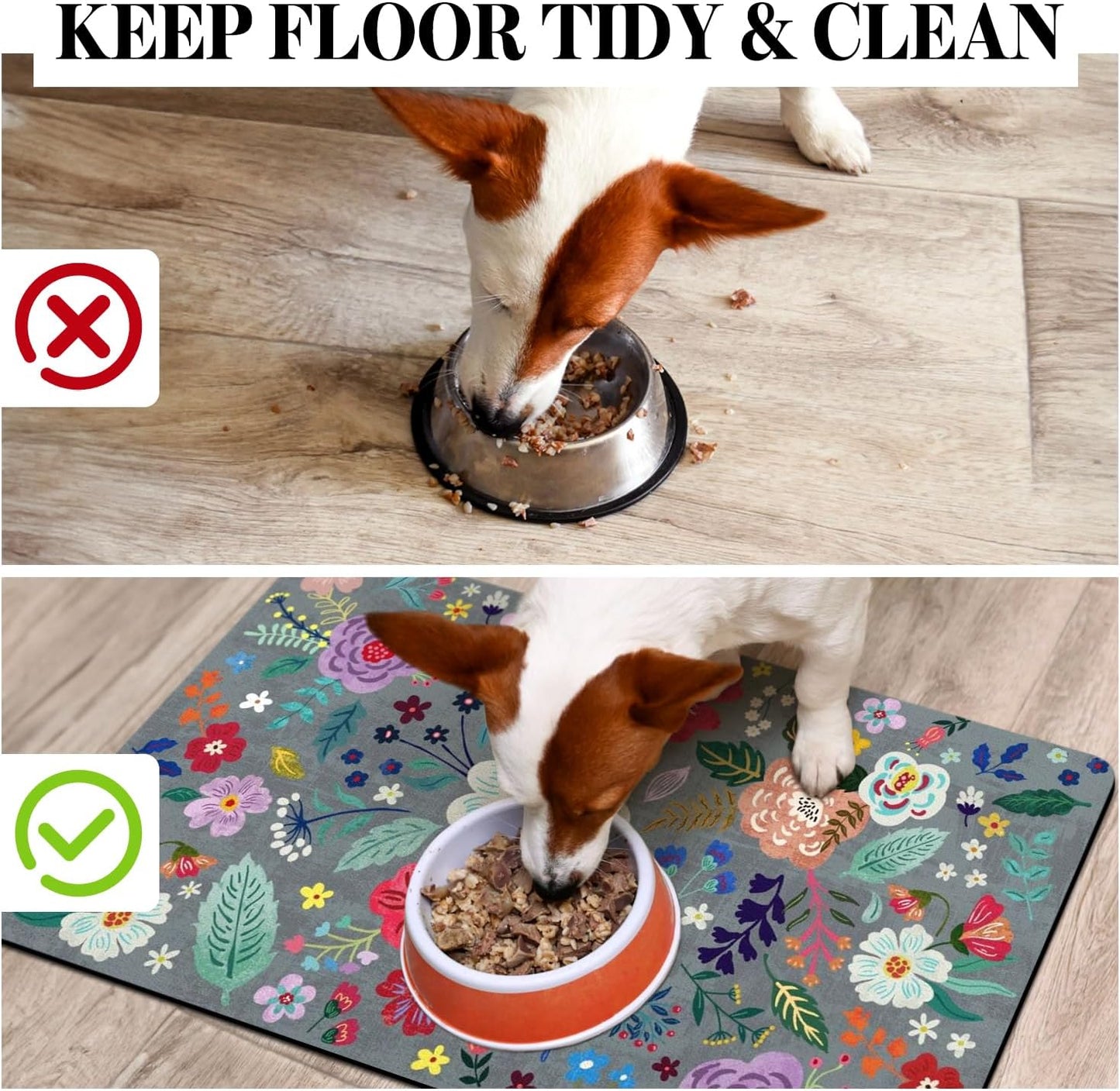 Dog Food Mats for Floors, Absorbent Dog Bowl Mat for Food and Water Dispenser Mat, Quick Dry Cat Food Mat Pet Supplies