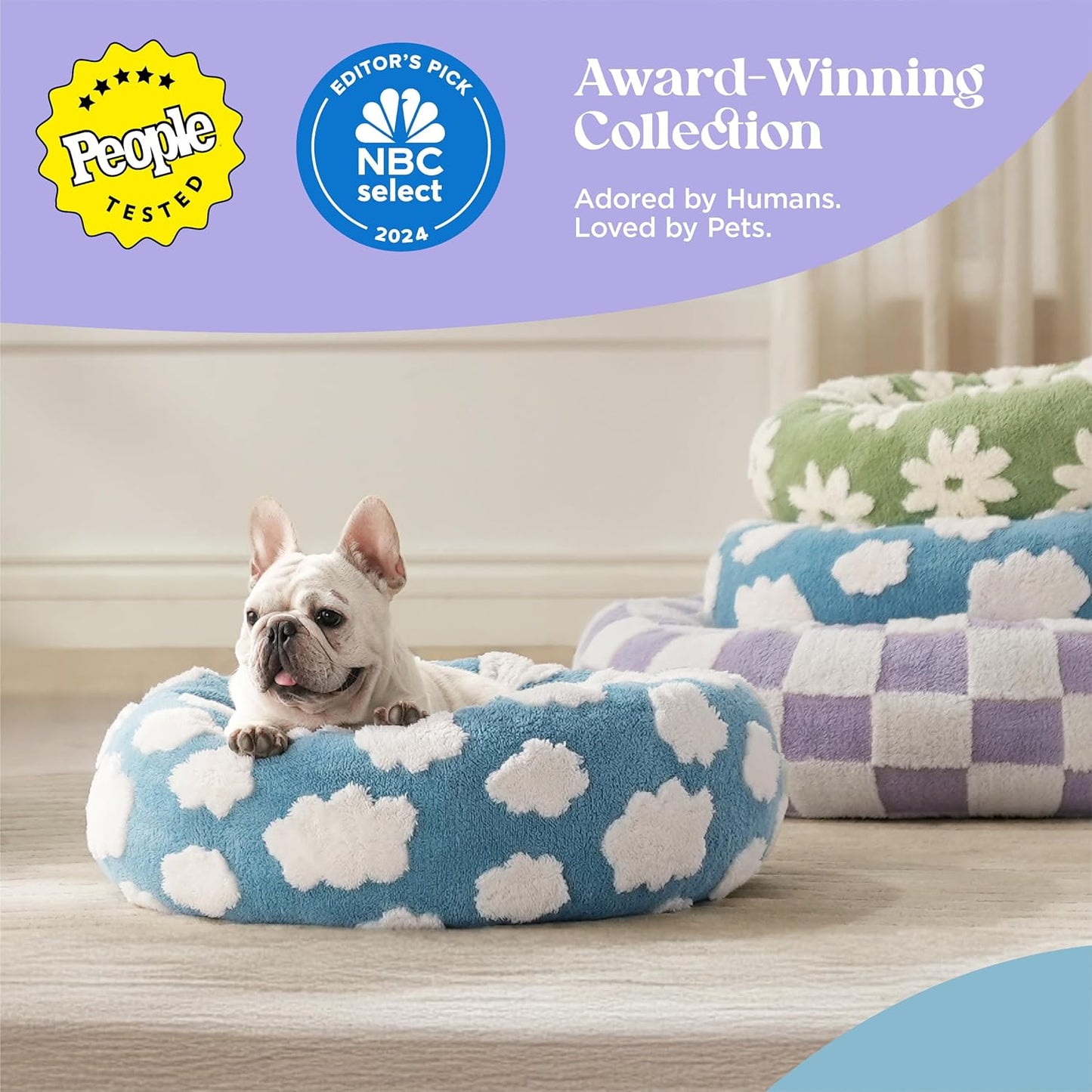 LE SURE Donut Small Dog Bed - Round Cat Beds for Indoor Cats Anti-Anxiety Calming Pet Beds, Washable Cute Modern Beds with Teddy Sherpa Plush & Anti Slip Bottom Brwon