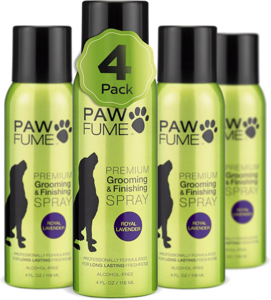 PAWFUME Dog Detangler Grooming Spray, Royal Lavender, 4-Pack – Keeps Pups Fresh All Day – Hypoallergenic, Alcohol-Free, Detangling & Moisturizing – Salon-Quality Dog Necessities for Coat & Fur Care