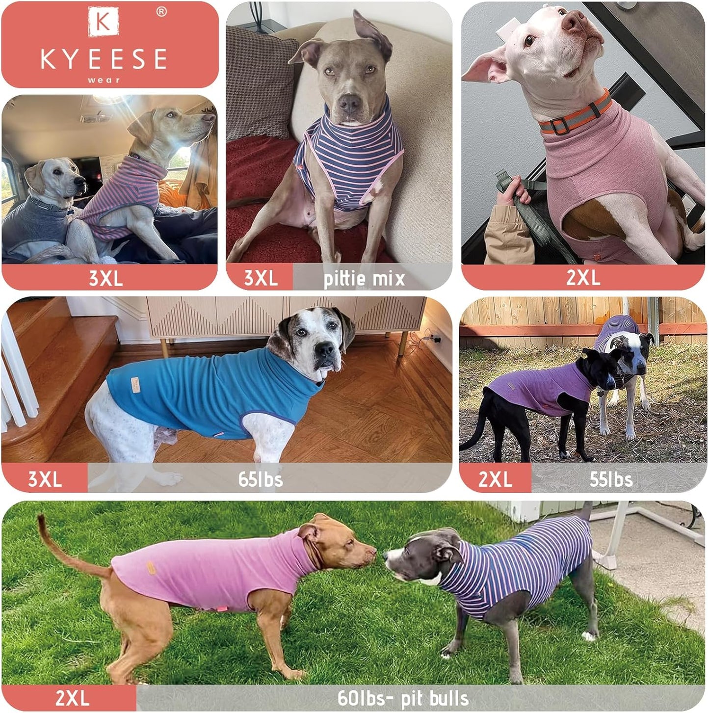 KYEESE 2Pack Dog Sweater Pullover Clothes Soft Pet Sweatshirt Stretchy Pet Sweaters Large Size Pets Turtleneck Pets Coats Warm Dogs Clothes Dog Sweaters for Large Dogs