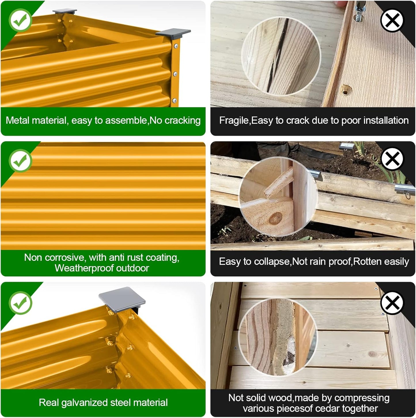 Land Guard Galvanized Raised Garden Bed with Legs, Galvanized Planter Raised Garden Boxes Outdoor, Oval Large Metal Raised Garden Beds for Vegetables(Yellow)………